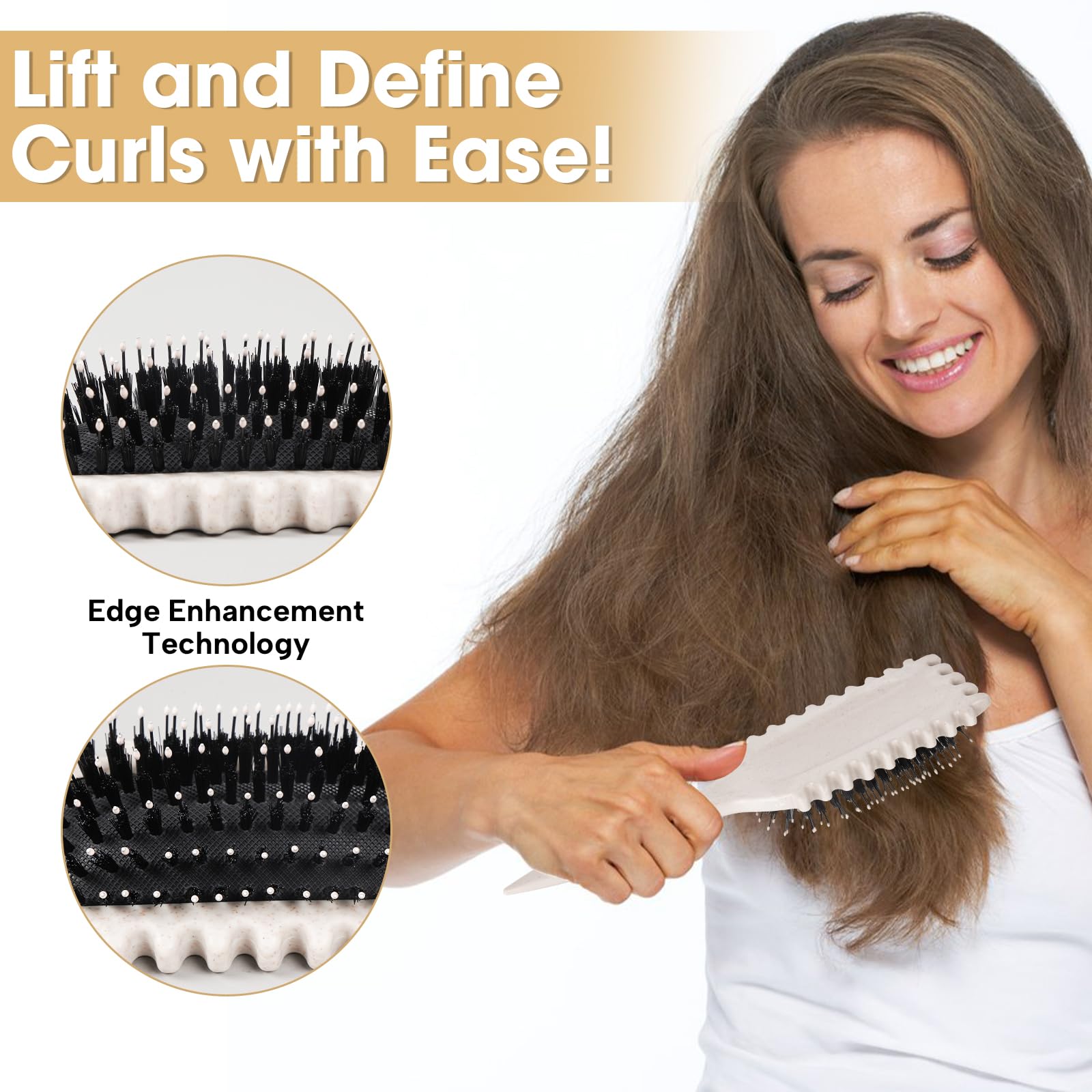 Aura Curl Defining Brush Combo Set - 8-Piece Styling Tools for All Hair Types with Scalp Massager & 4 Hair Clips - Perfect for Salon, Home & Travel Hair Care