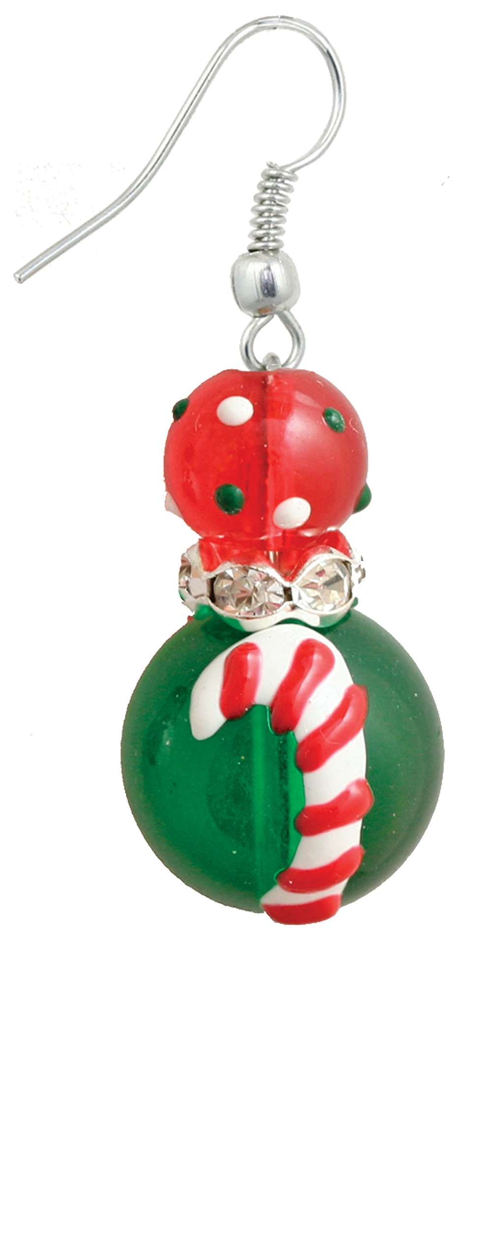 Clementine Design Kate & Macy Candy Cane Earrings - Hand-Painted Glass Rhinestone Holiday Jewelry for Christmas Party & Gift Giving