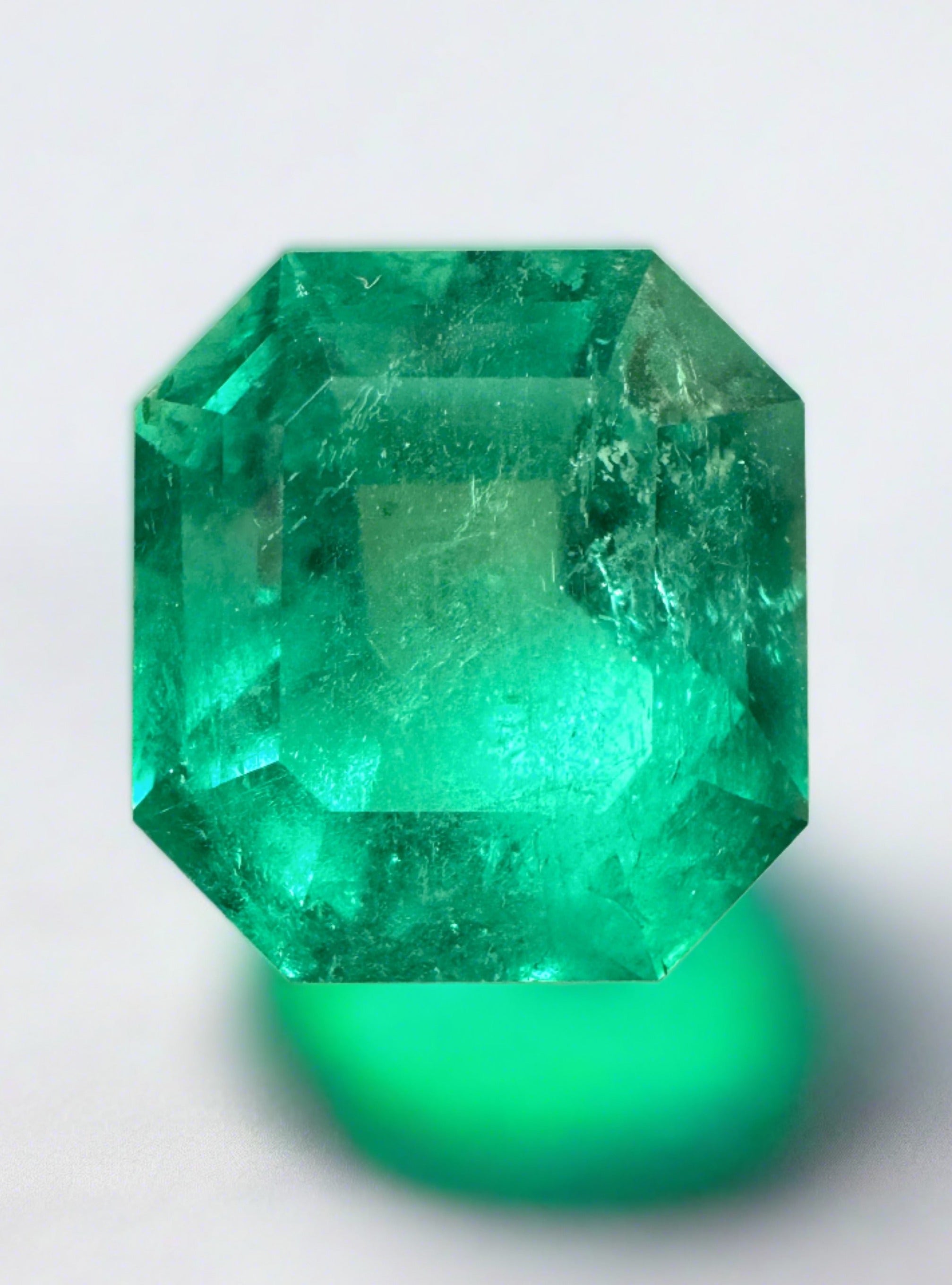 10.09 Carat GIA Certified Vivid Muzo Colombian Emerald - Loose Asscher Cut Gemstone 14x13mm for Jewelry Making & Engagement Rings