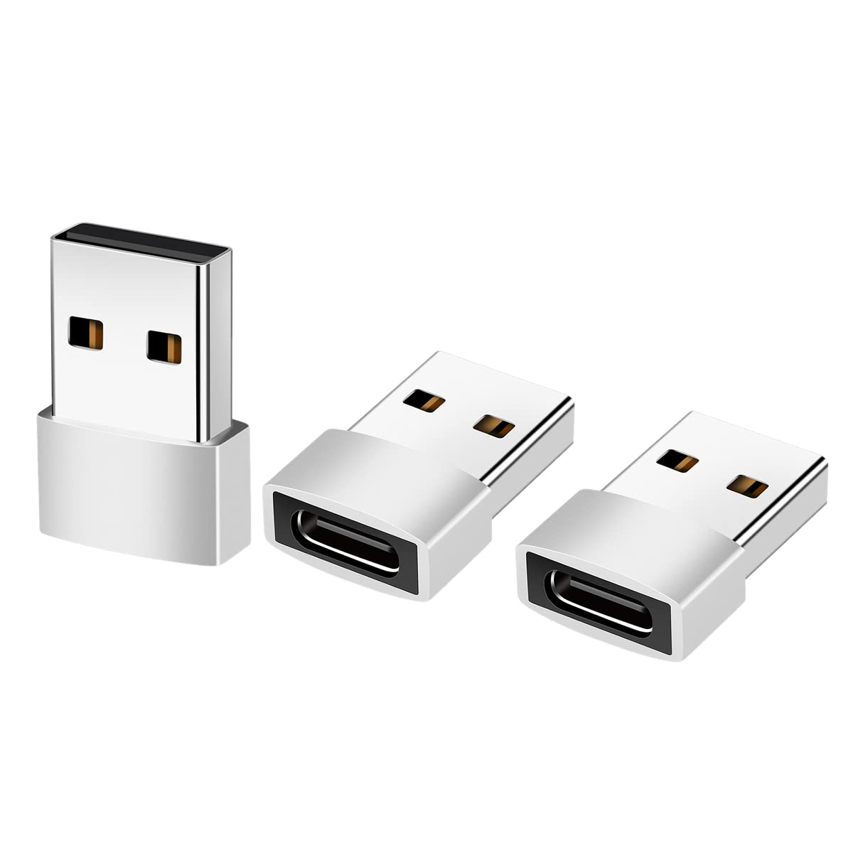 Eono USB C to USB Adapter 3 Pack - USB C Female to USB A Male Converter - Compatible with MacBook Pro, iPhone, Galaxy, Laptops & Power Banks - Silver | Fast Data Transfer & Charging for Home, Office & Travel