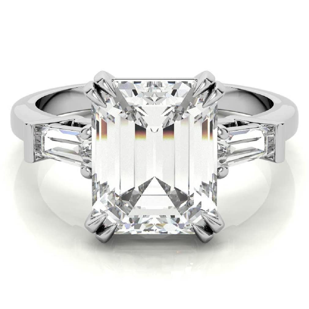 10K Solid White Gold Handmade Engagement Ring 2.0 CT Emerald Cut Moissanite Solitaire Wedding Band for Women - Elegant Bridal Jewelry Set for Proposals, Anniversaries & Special Occasions