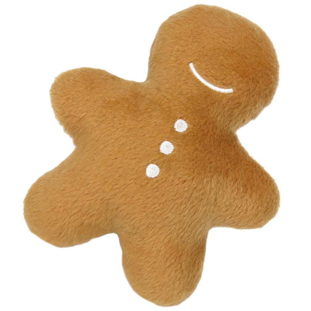 POPETPOP Christmas Dog Squeaky Toys - Puppy Gingerbread Plush Chew Toy for Teething, Interactive Molar Toy for Small & Medium Dogs - Perfect Holiday Gift & Xmas Stocking Stuffer for Pets