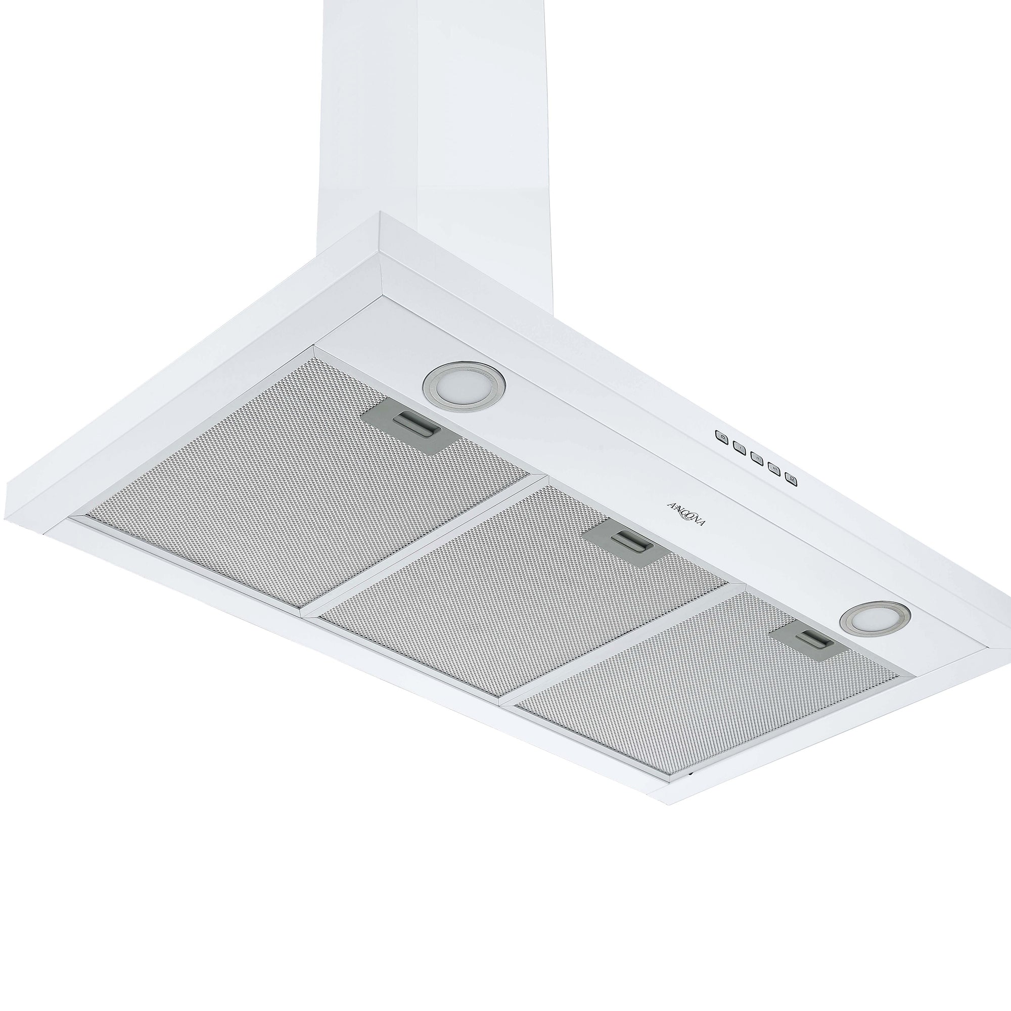 36 Inch Convertible Wall Mounted Pyramid Range Hood in White - Powerful Kitchen Ventilation for Smoke and Odor Removal
