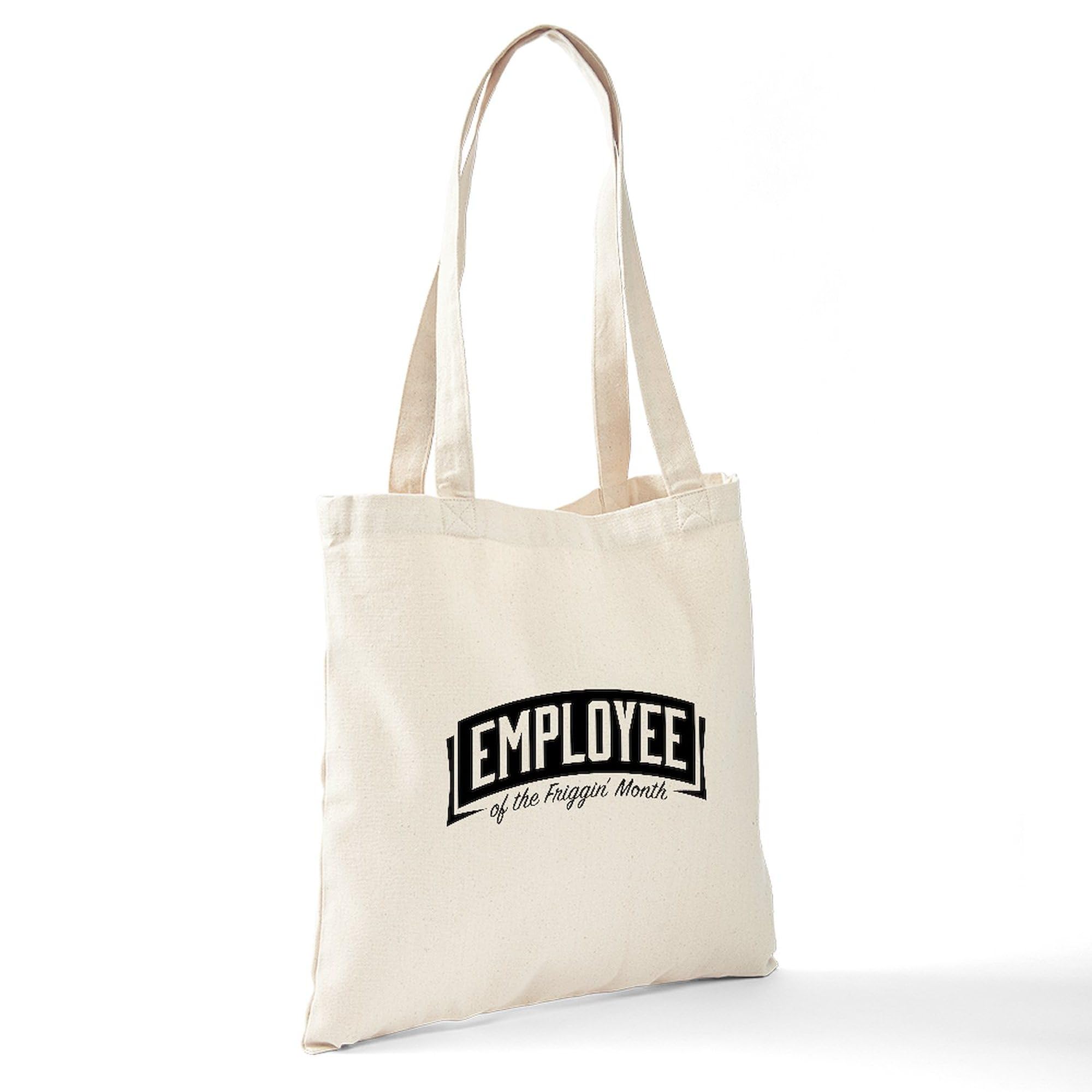 Employee Of The Month Tote Bag - Natural Canvas Reusable Grocery Shopping Bag - Perfect for Work Gifts, Office Appreciation & Eco-Friendly Errands
