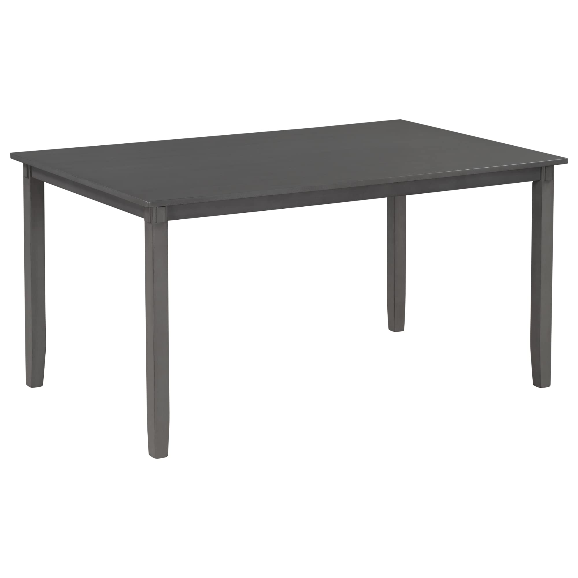Farmhouse Dining Room Table Set with Bench and 6 Chairs - Solid Wood Kitchen Table & Upholstered Seating in Dark Grey - Perfect for Family Dinners, Entertaining Guests & Cozy Kitchen Gatherings