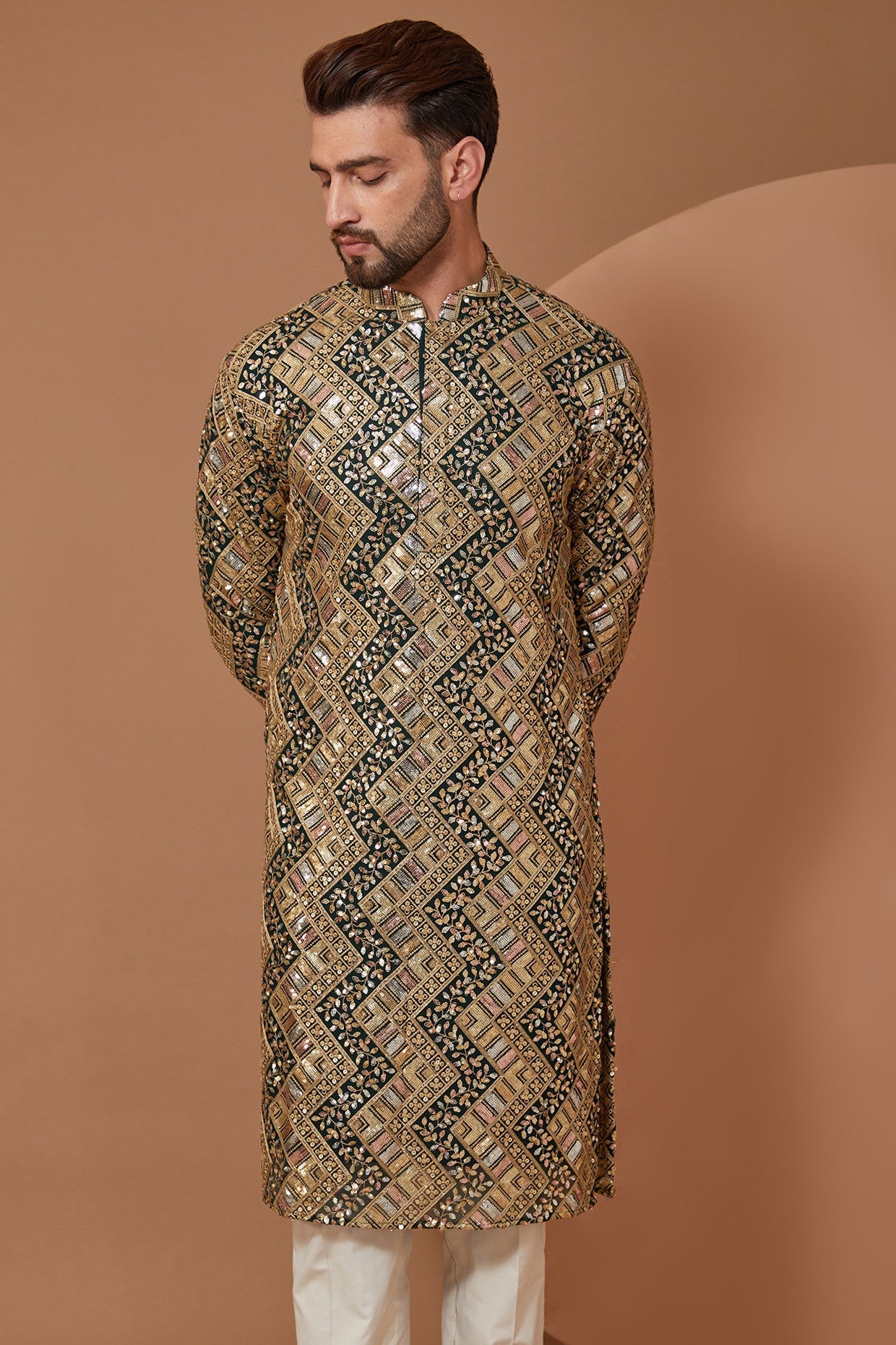 Mehndi Green Heavy Embroidered Kurta for Women | Traditional Indian Dress | Perfect for Weddings & Festivals