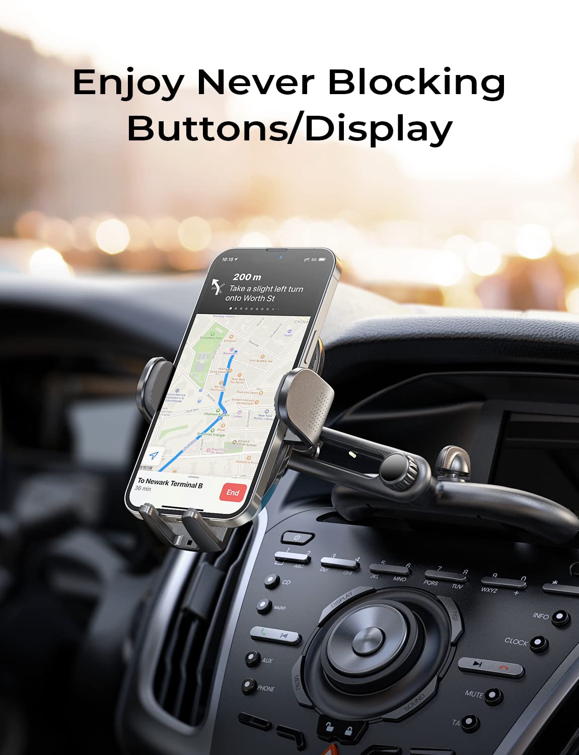 LISEN Adjustable CD Slot Car Phone Mount Holder - Ultra Sturdy Universal Car Accessories for iPhone 16/16e, Samsung S25/S24 & All Smartphones (Black) - Perfect for Hands-Free Driving & GPS Navigation