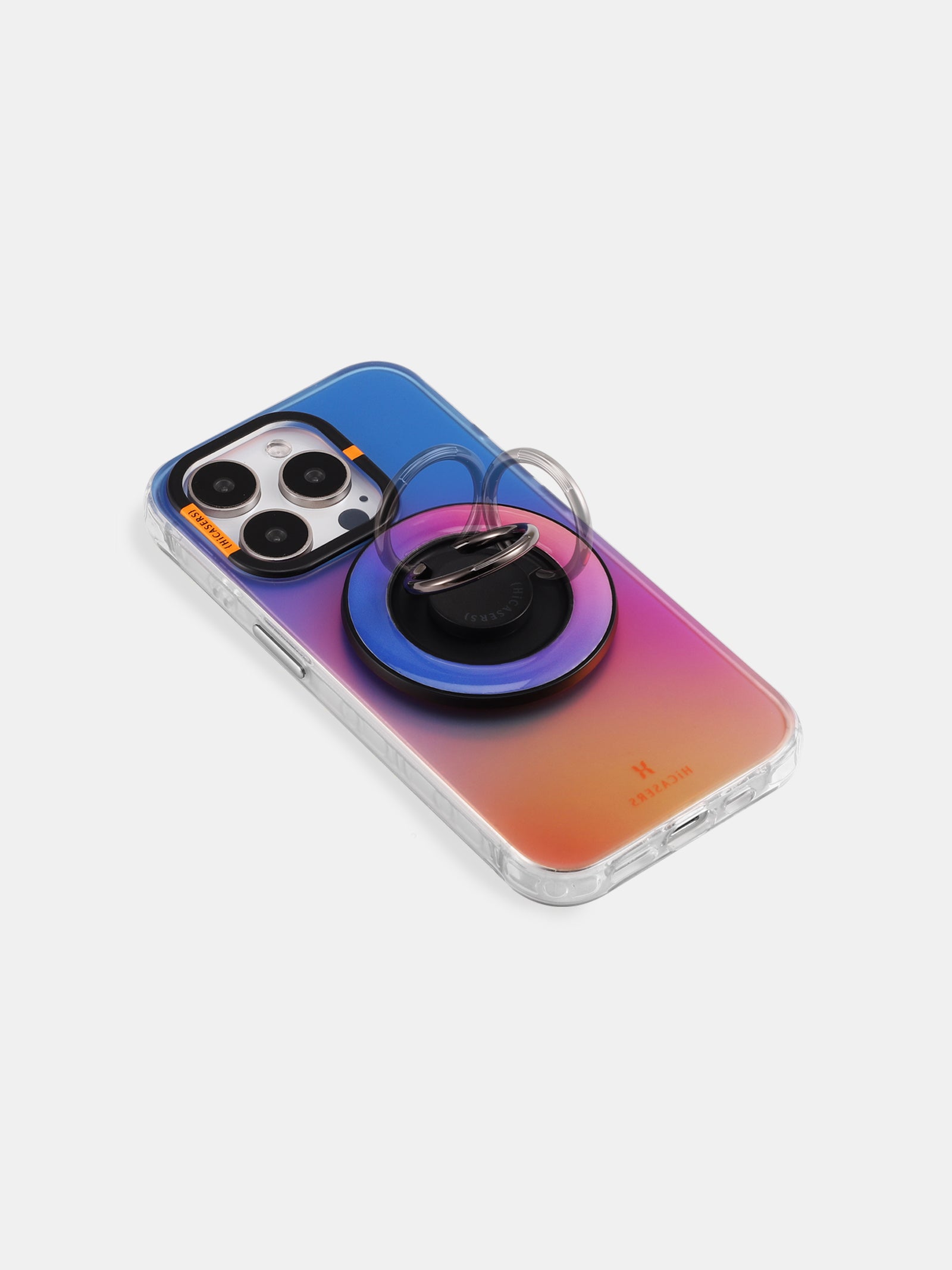 Magnetic Ring Spinner Stand - Magsafe Compatible Phone Holder for iPhone 15/14/13/12 (Purple & Orange) - Perfect for Desk, Car, Office & Home Use