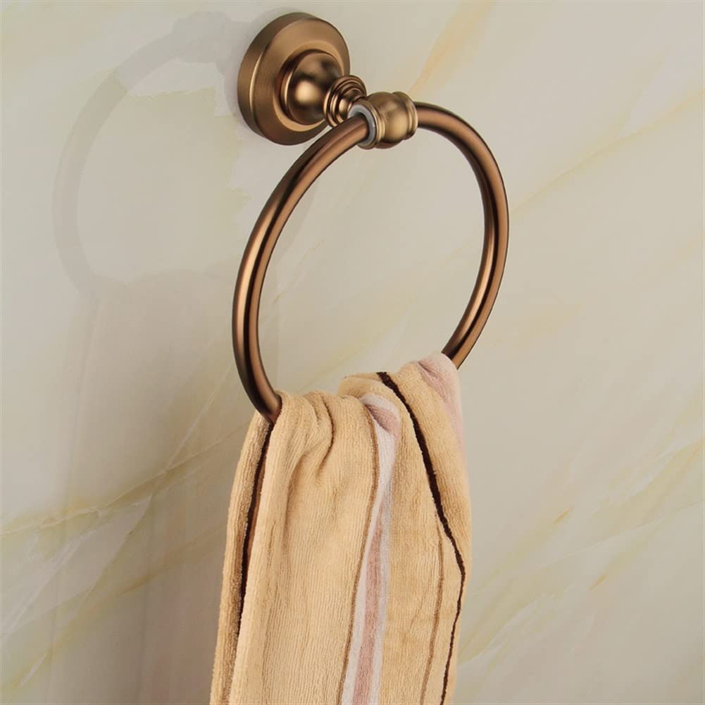 Vintage Bronze Wall-Mounted Round Aluminum Towel Ring - Rust-Resistant Bathroom Towel Holder for Hand & Face Towels - Perfect for Modern Farmhouse, Spa & Luxury Bathroom Decor