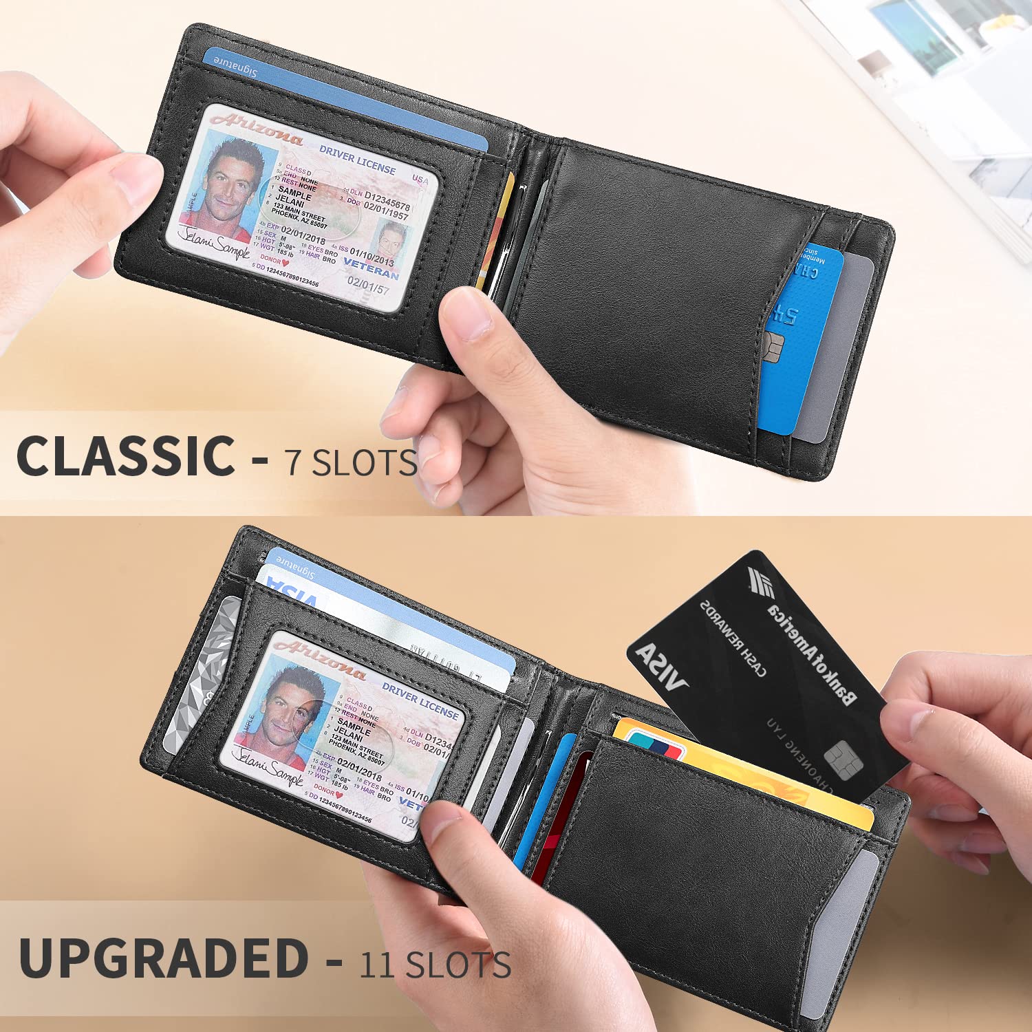 Genuine Leather Slim RFID Blocking Bifold Wallet for Men - Minimalist Front Pocket Wallet with Money Clip & Gift Box - Perfect for Everyday Carry, Travel & Business Use