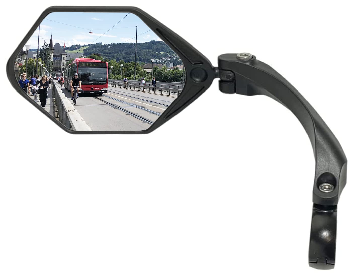 Hafny NEW Handlebar E-Bike Mirror - Large HD Automotive Grade Glass Bicycle Mirror, Anti-Glare Blue Left Side, Blast-Resistant for Safe Cycling - Perfect for Mountain Bikes, Road Bikes & Commuting