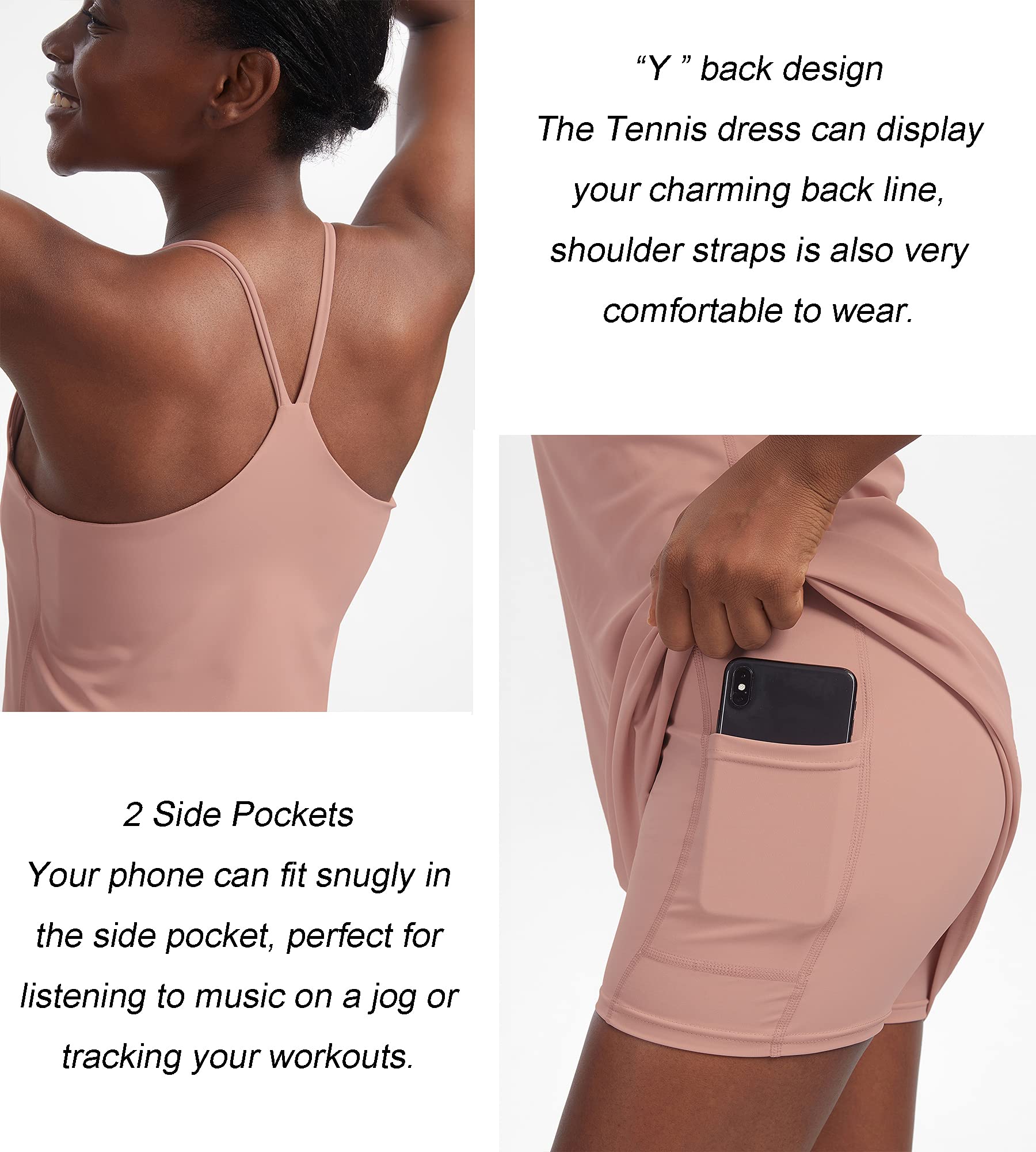 Women's Tennis Dress with Built-in Bra & Shorts - Sleeveless Workout Golf Dress with Pockets | Perfect for Tennis, Golf, Gym & Outdoor Sports Activities