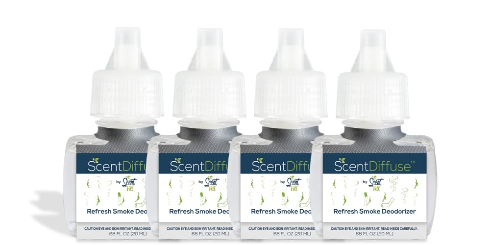 Scent Fill Refresh Smoke Deodorizer Plug-in Air Freshener with 4 Scented Oil Refills - Eliminate Odors in Home, Office, Car & Bathroom