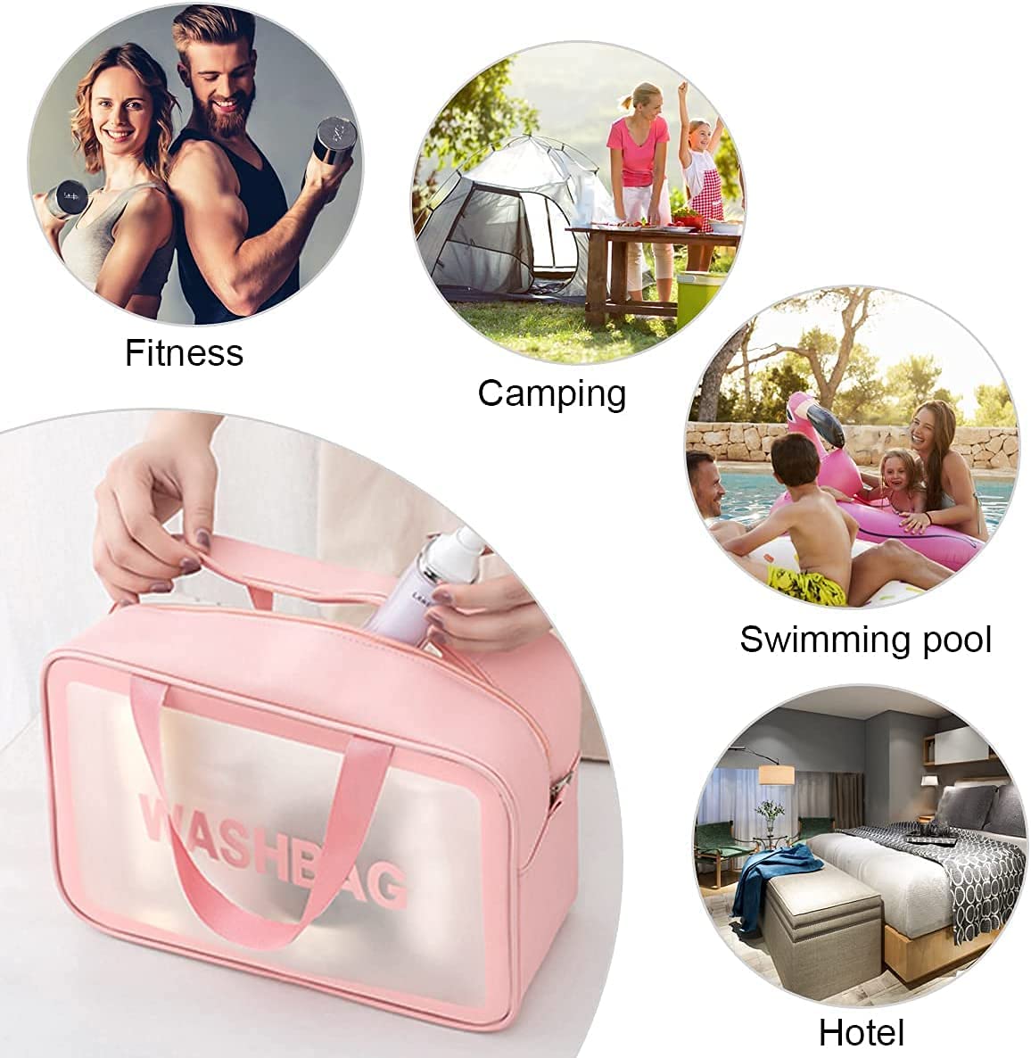 SKYTONE 3-Piece Pink Makeup Bag Set for Women - Waterproof Travel Cosmetic Organizer, Toiletry Pouch & Bathroom Storage - Perfect for Vacation, Gym, and Daily Essentials Organization