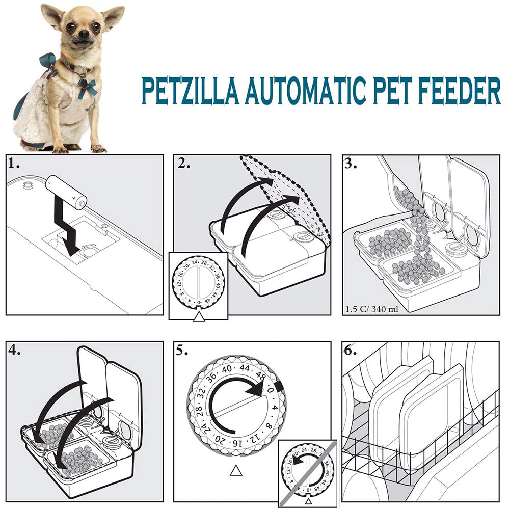 Automatic Cat Feeder & Dog Feeder - Programmable Timer Pet Food Dispenser for Wet & Dry Food, 1-2 Meals per Day, Battery Operated, Fresh Food Keeper - Perfect for Home, Office & Travel Use