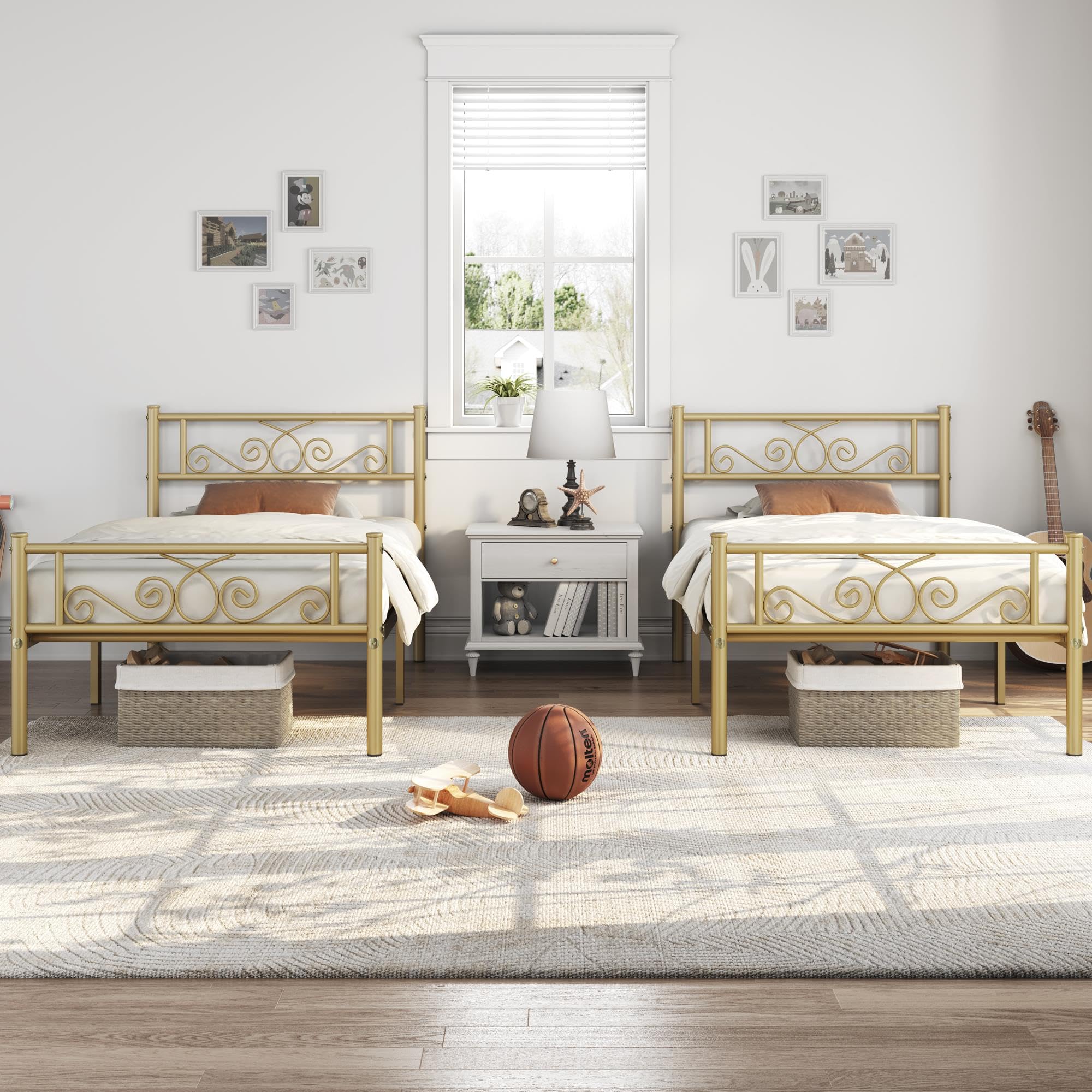 Yaheetech Twin Metal Bed Frame with Headboard & Footboard - No Box Spring Needed, Easy Assembly, 12.6