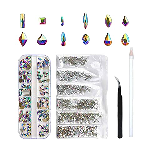 Crystal Nail Art Set with Tweezers & Crayons for DIY Manicure - Home Salon Use