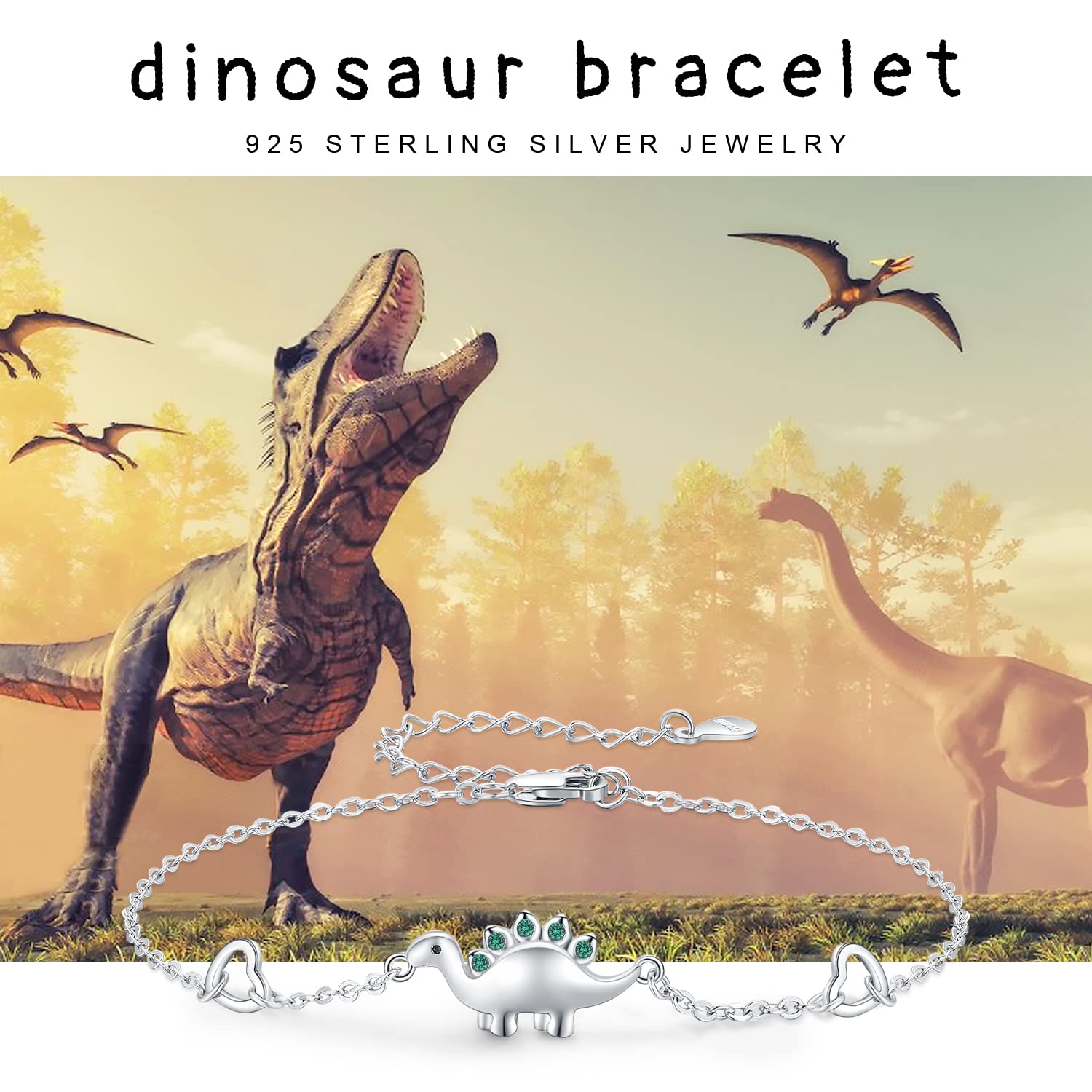 925 Sterling Silver Bracelet for Women - Dinosaur, Rose, Hummingbird, Infinite Love & Elephant Animal Charm Bracelets | Thoughtful Gift for Girlfriend, Wife, Daughter | Perfect for Birthdays, Anniversaries & Everyday Wear