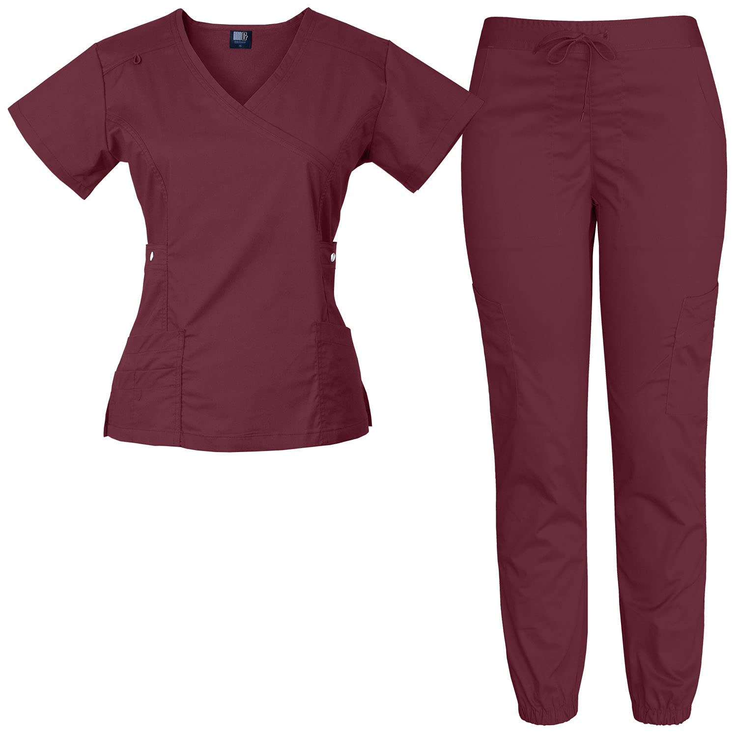 Medgear Women's 12-Pocket Stretch Jogger Scrub Set - Comfortable Medical Uniform for Nurses & Healthcare Professionals - Perfect for Hospital Shifts, Clinics & Long Work Hours