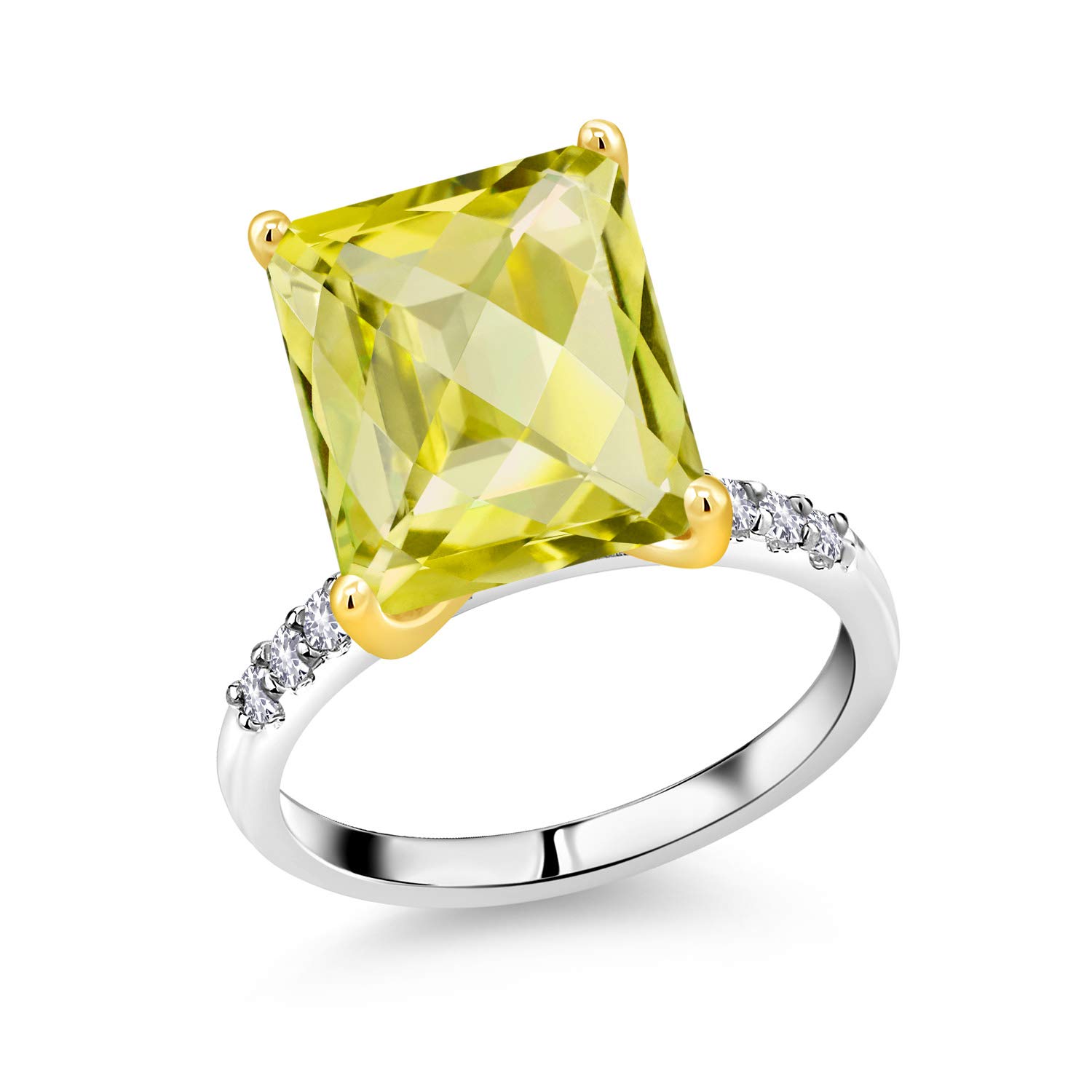 7.25 Ct Lemon Quartz & Sapphire Silver Ring - Elegant Jewelry for Parties & Gifts