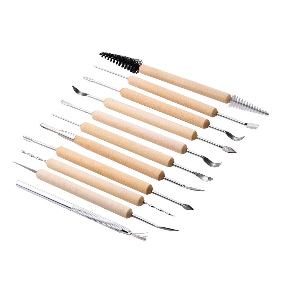 11-Piece Wooden Handle DIY Sculpting Knife Set - Clay Pottery Carving Tools for Modeling, Wood Sculpting & Art Projects - Perfect for Ceramics, Polymer Clay & Woodworking Crafts