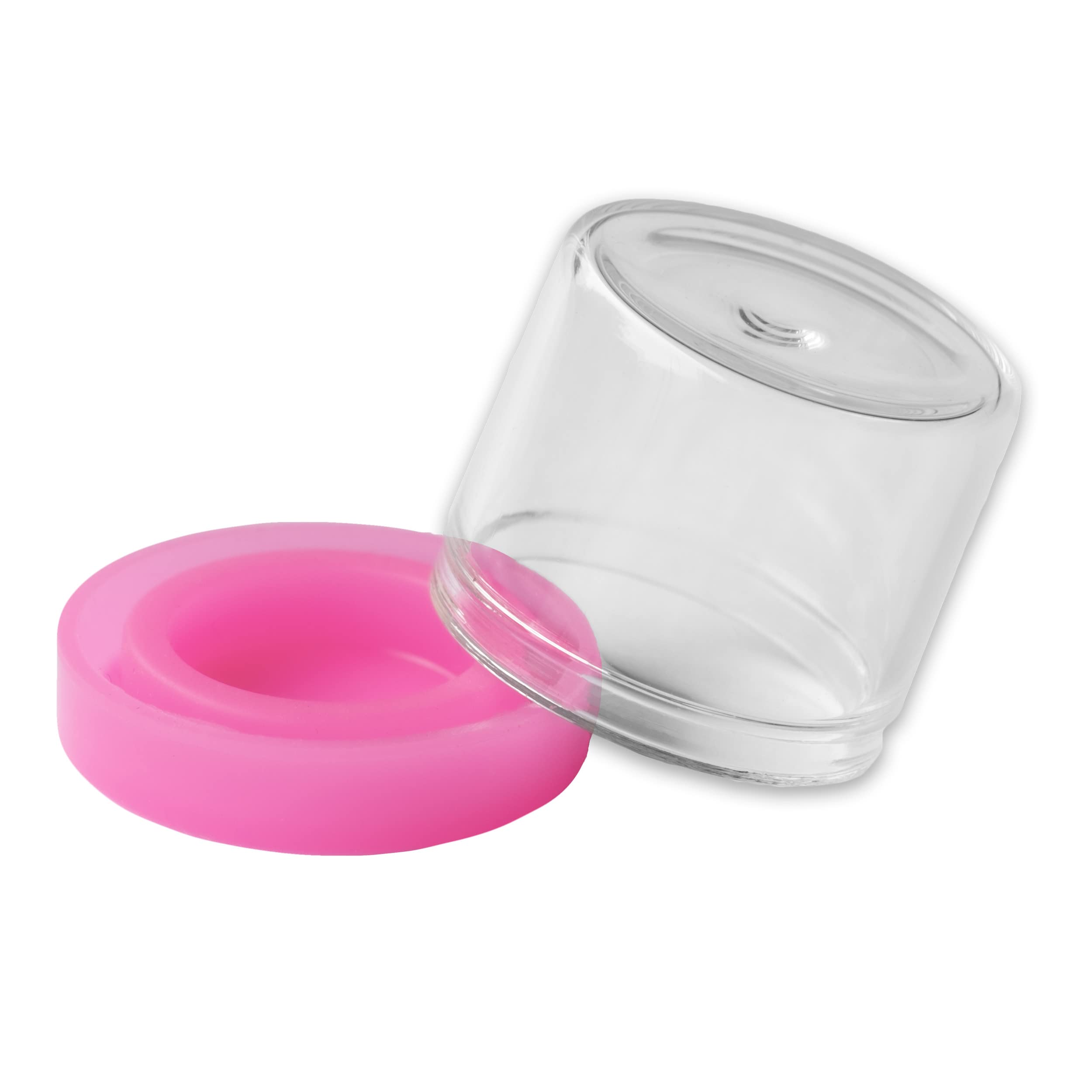 100-Pack 6ml Round Glass Jars with Silicone Lids - Airtight No-Neck Concentrate Containers for Essential Oils, Waxes, Balms, Cosmetics & DIY Crafts | Perfect for Home Storage, Travel & Gift Packaging (Pink)
