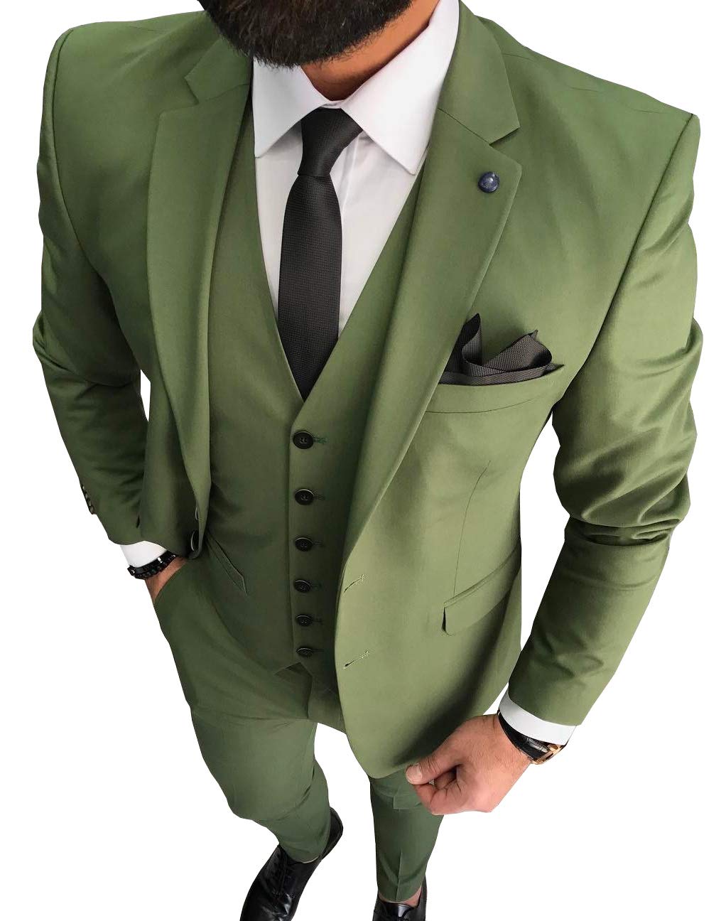 Men's 3-Piece Formal Suit Set - Regular Fit Notched Lapel Tuxedo for Wedding, Prom & Groomsmen (Blazer + Vest + Pants) | Perfect for Business Events, Graduations & Special Occasions