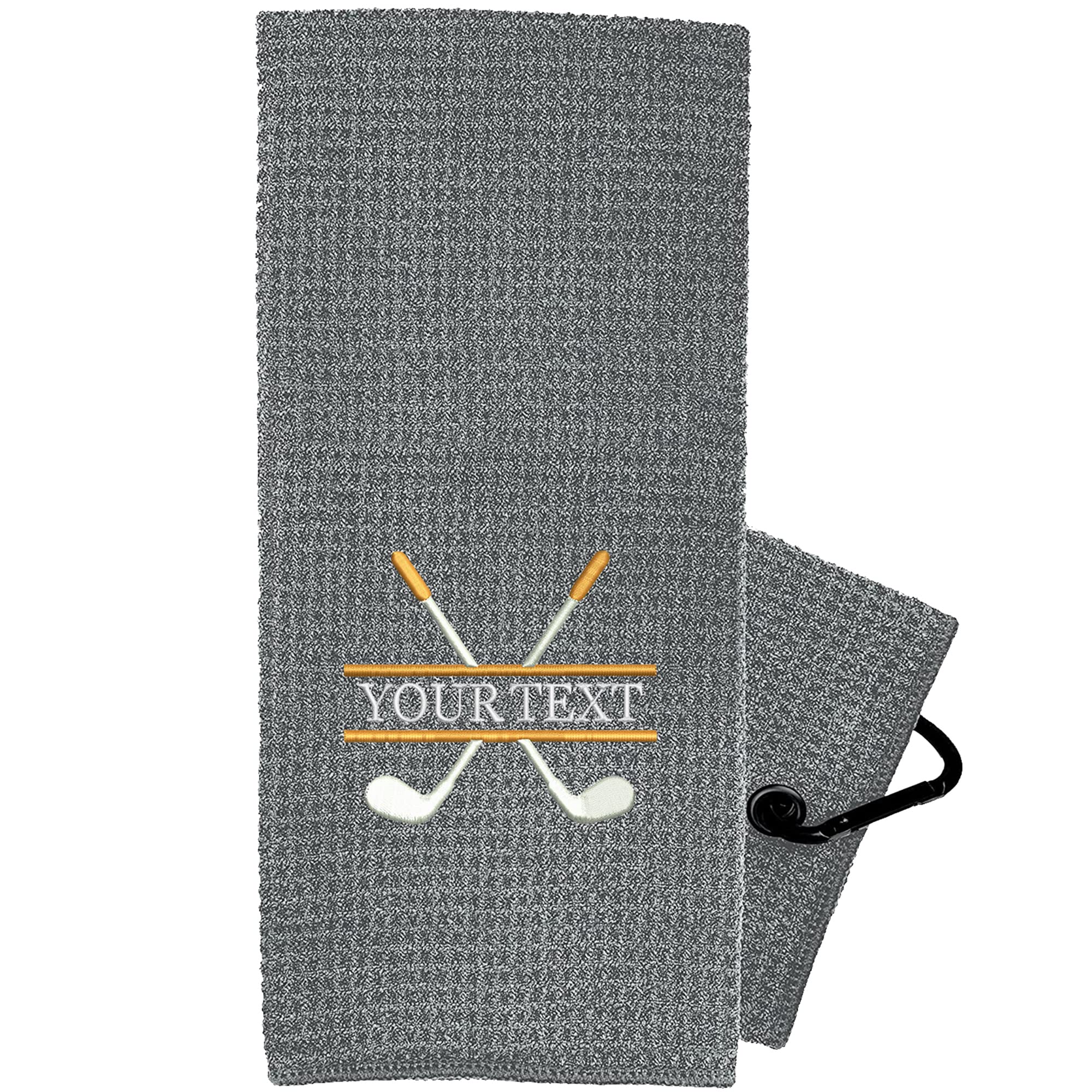 Custom Embroidered Golf Towel with Clip - Personalized Golf Gifts for Men - Premium Golf Accessories for Golf Bags (Grey) - Perfect for Golf Tournaments, Practice Sessions & Club Events