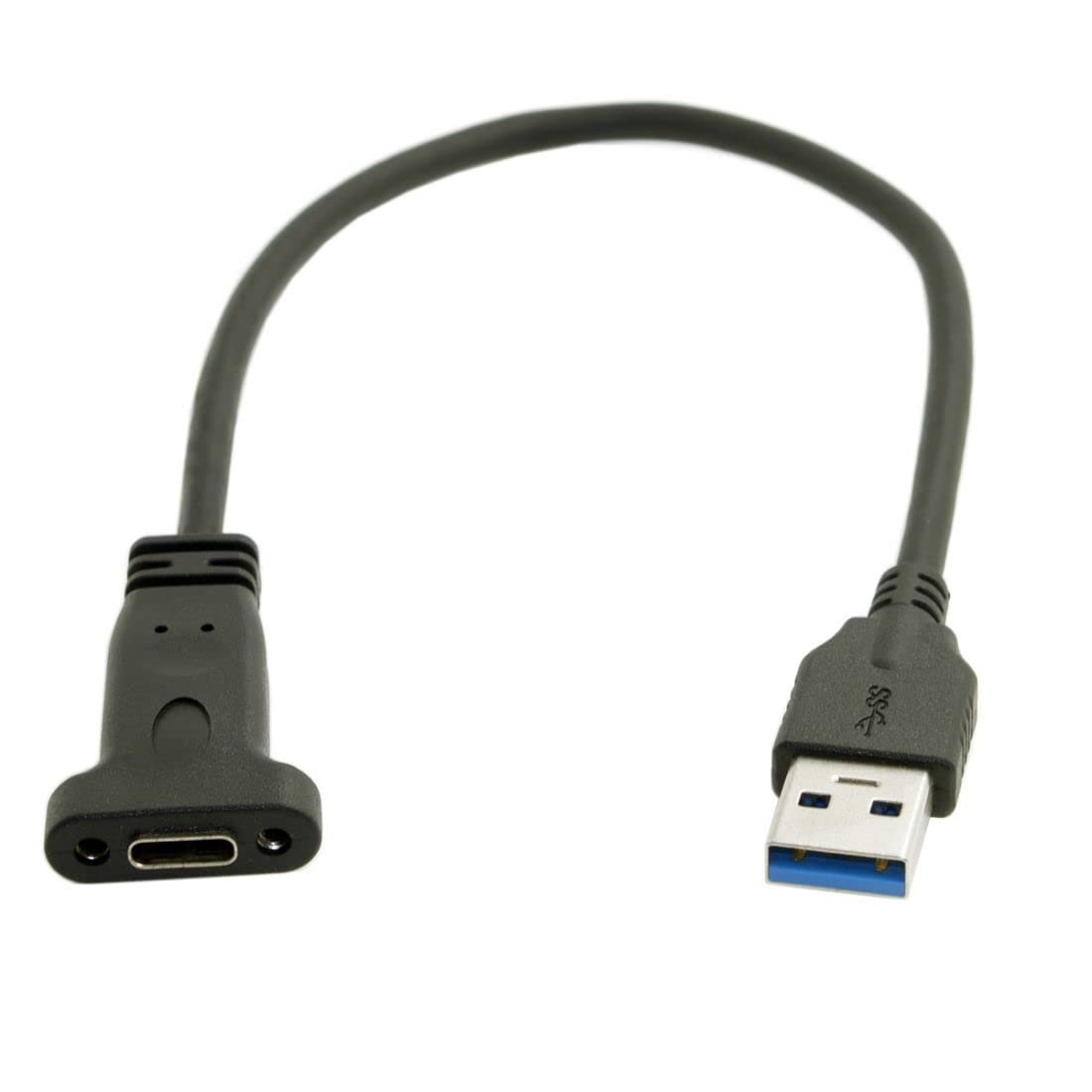 Chenyang CY USB 3.0 Type A to Type C Female Adapter Cable - 20cm with Panel Mount Screw Hole for Computer, Laptop, Smartphone & Tablet Charging & Data Transfer