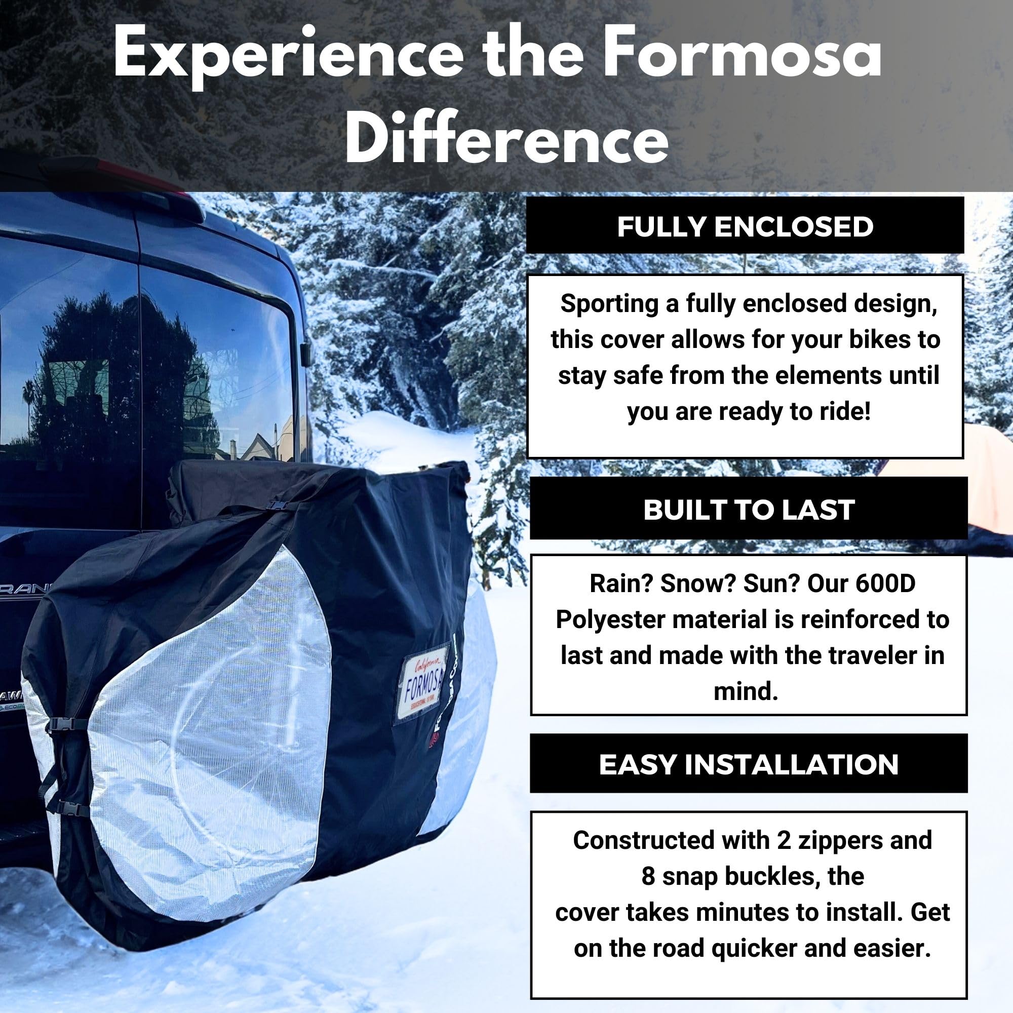 FORMOSA Heavy Duty Waterproof Bike Cover for Transport - Travel & Electric Bicycle Cover (Single/Dual/Quad Size) - Perfect for Road Trips, RV Camping & Bike Storage