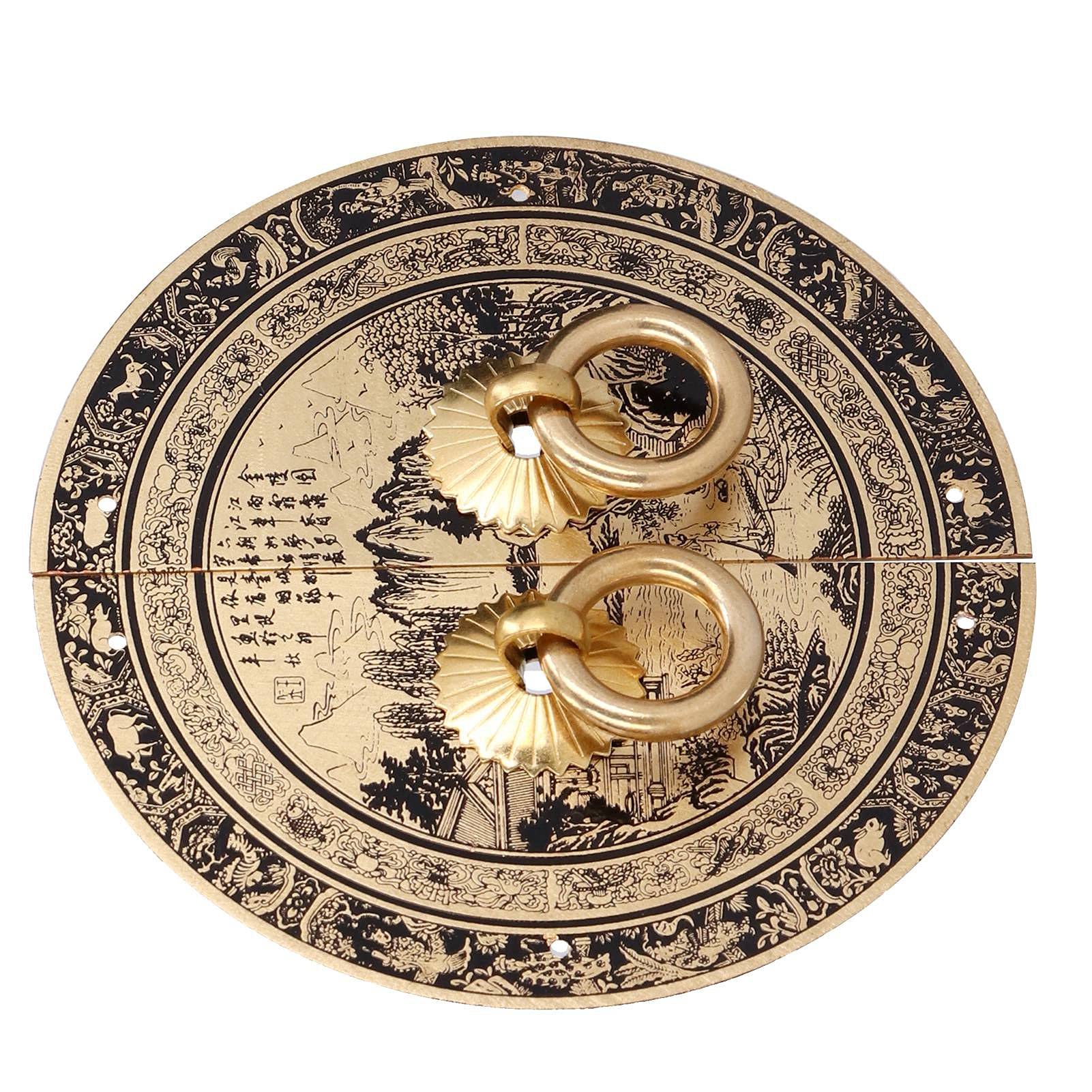Shanrya Vintage Brass Drawer Handles - 11x11cm Sturdy & Durable Retro Cabinet Pulls with Unique Pattern for Wardrobes, Bookcases, Dressers - Perfect for Bedroom Furniture, Home Office & Antique Style Decor