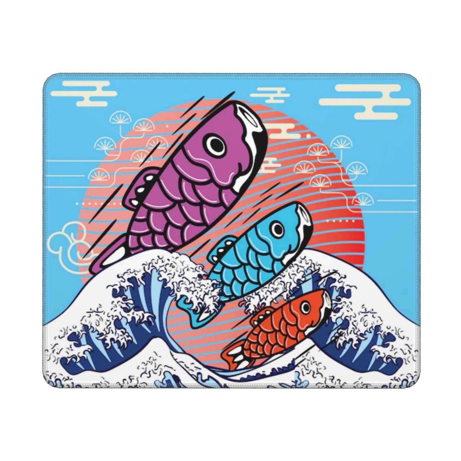 Custom Koi Waves Small Mouse Pad 10x12 Inch - Non-Slip Rubber Base, Washable Office Desk Mat for Computer, Laptop & Gaming - Perfect for Workstations, Home Offices & Gaming Setups