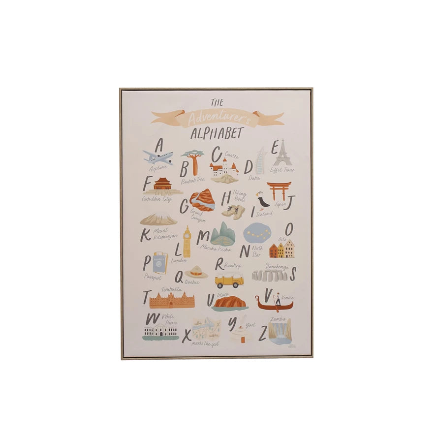 The Adventurer's Alphabet - Premium Canvas Framed Wall Art Decor for Home & Office | Perfect for Living Room, Bedroom & Nursery Decor