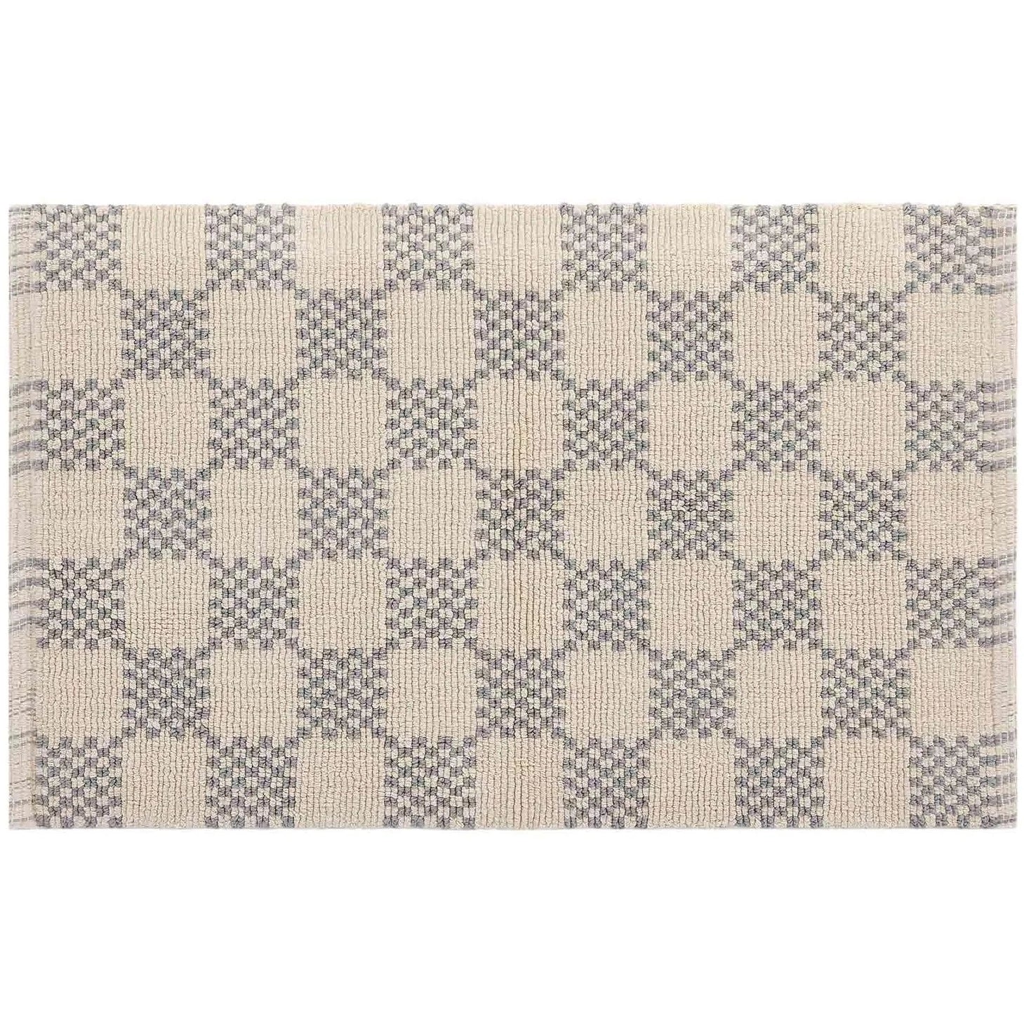 Soft Non-Slip Bathroom Rug with Checkered Pattern - Absorbent, Quick-Dry, Machine Washable for Bathroom, Shower, and Vanity Areas