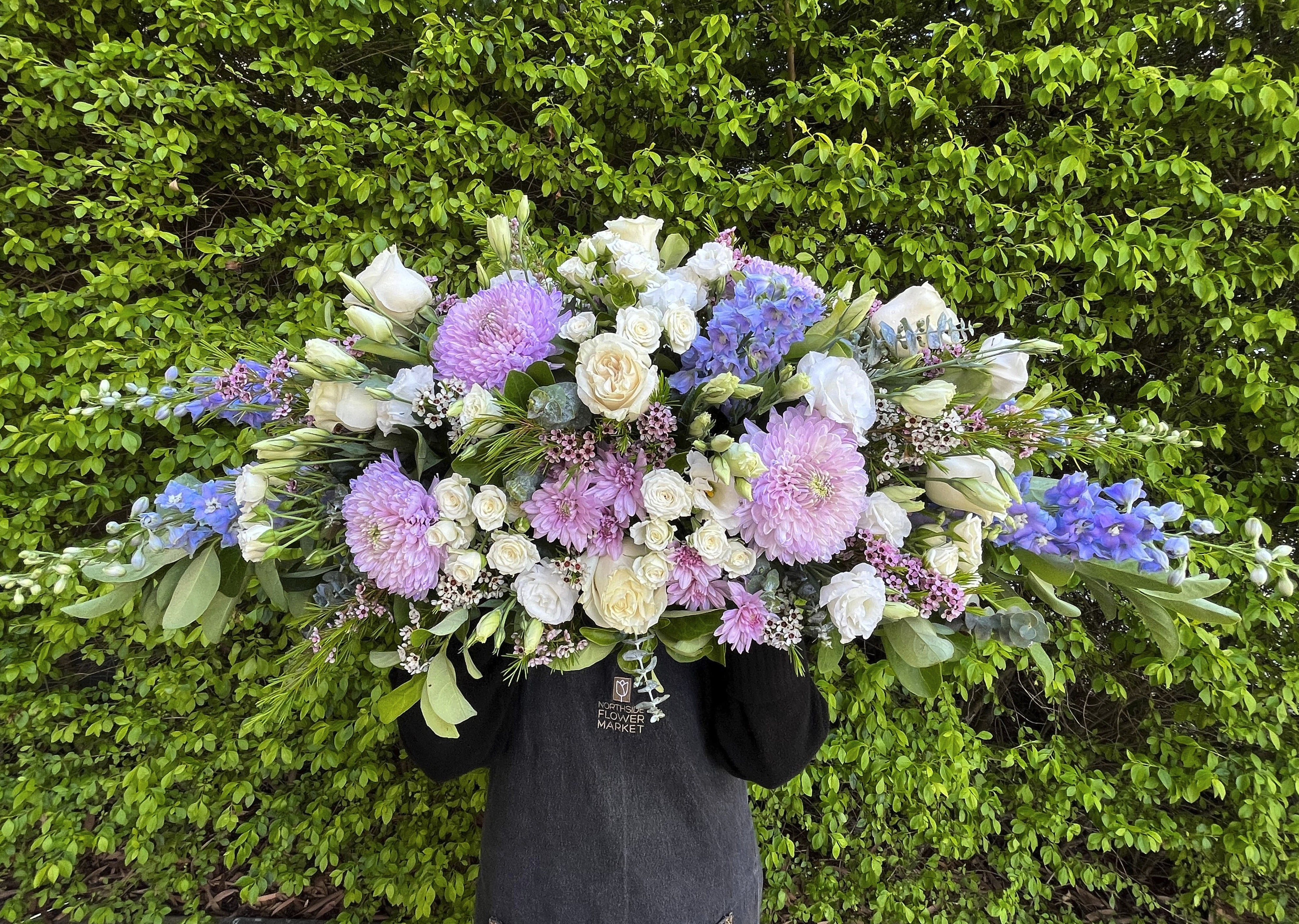 Elegant Mauve & White Casket Spray - Funeral Floral Arrangement for Memorial Services & Sympathy Gifts