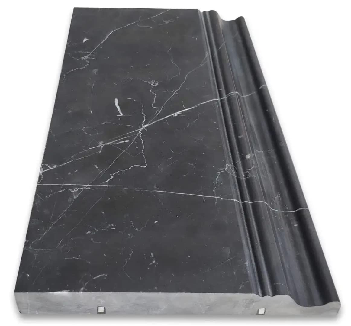 Black Marble Polished Baseboard Trim Liner Tile - 20 Pieces for Home & Office Decoration, Wall Protection, and DIY Projects