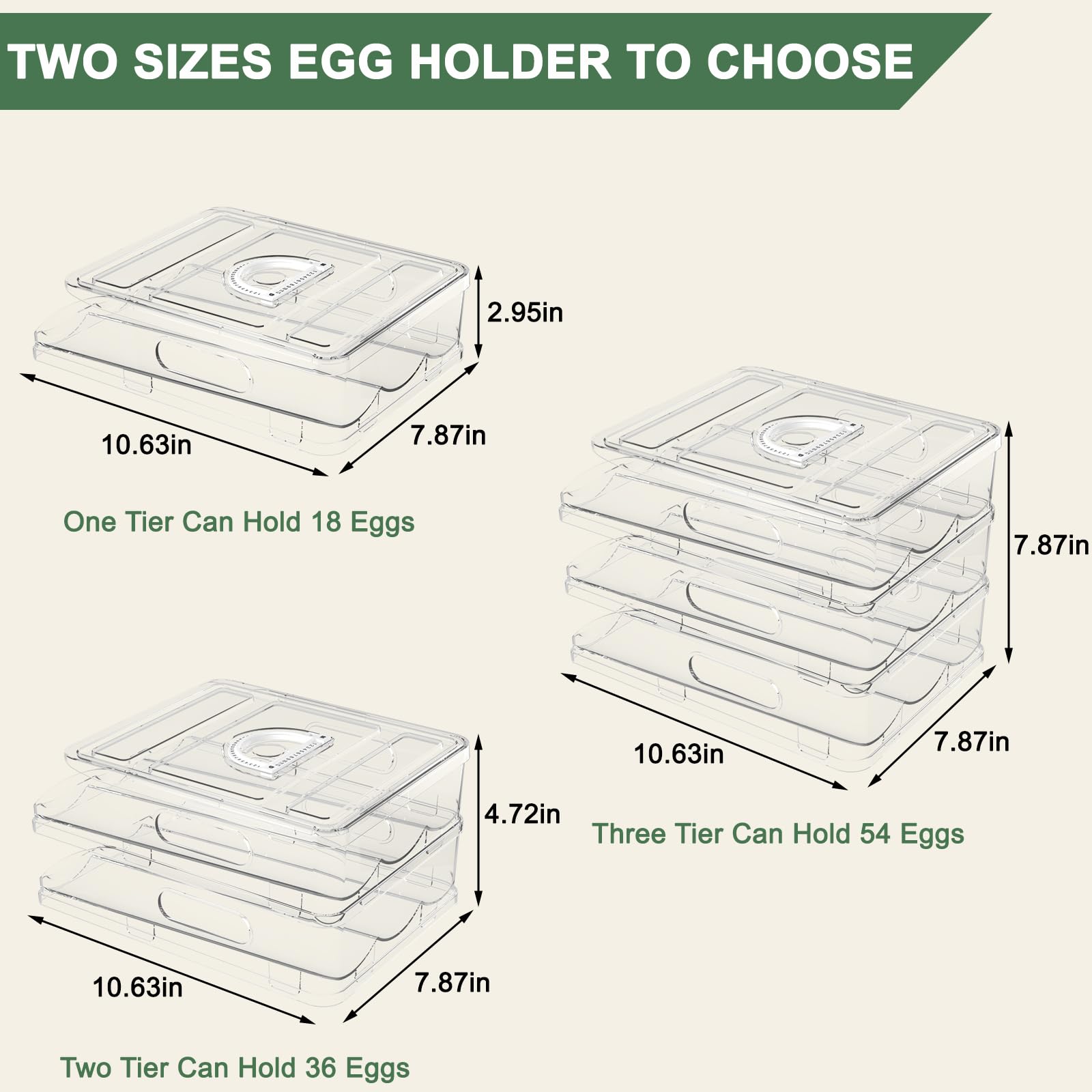 2-Layer Large Capacity Rolling Egg Holder for Refrigerator - 36 Egg Storage Container Organizer with Lid for Kitchen & Fridge - Perfect for Fresh Egg Storage, Space Saving, and Organized Refrigerator Storage