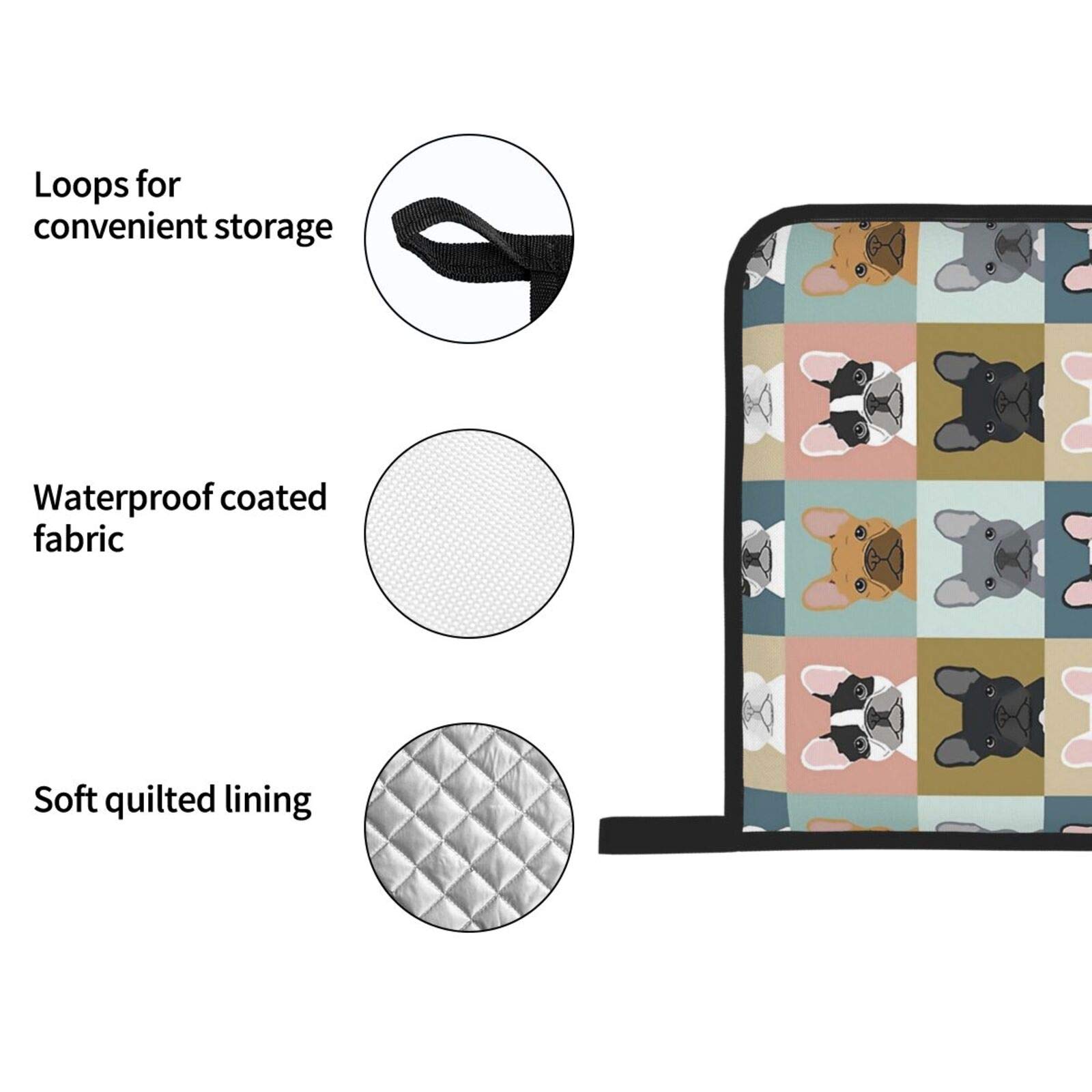French Bulldog Oven Mitts and Pot Holders Set of 4 - Heat Resistant Kitchen Gloves for Cooking, Baking, Grilling & BBQ - Non-Slip Polyester Hot Pads for Home Chefs & Dog Lovers