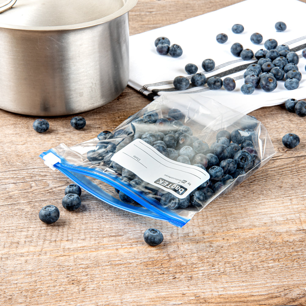 BPA-Free Pint Size Clear Plastic Slider Freezer Bags - Expandable Bottom, Write-On Label (6.5