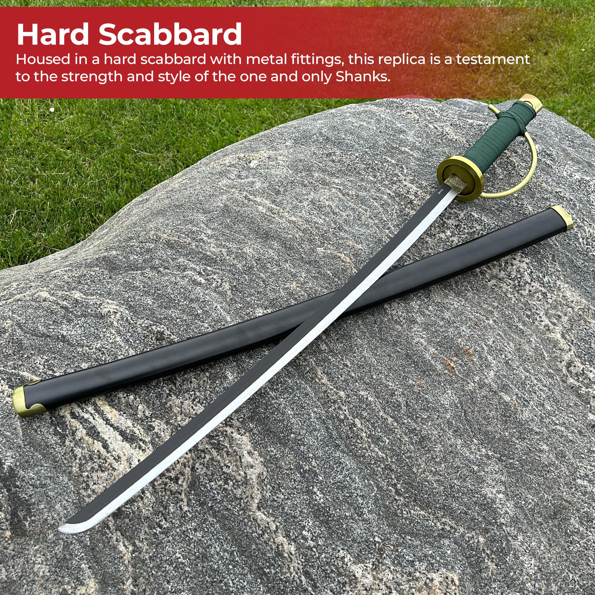 MedievalDepot Anime Sword Replica - 41 Inch Metal Katana with Green Grip & Guard | Collectible Weapon for Cosplay, Halloween Costume, Anime Convention & Home Decor