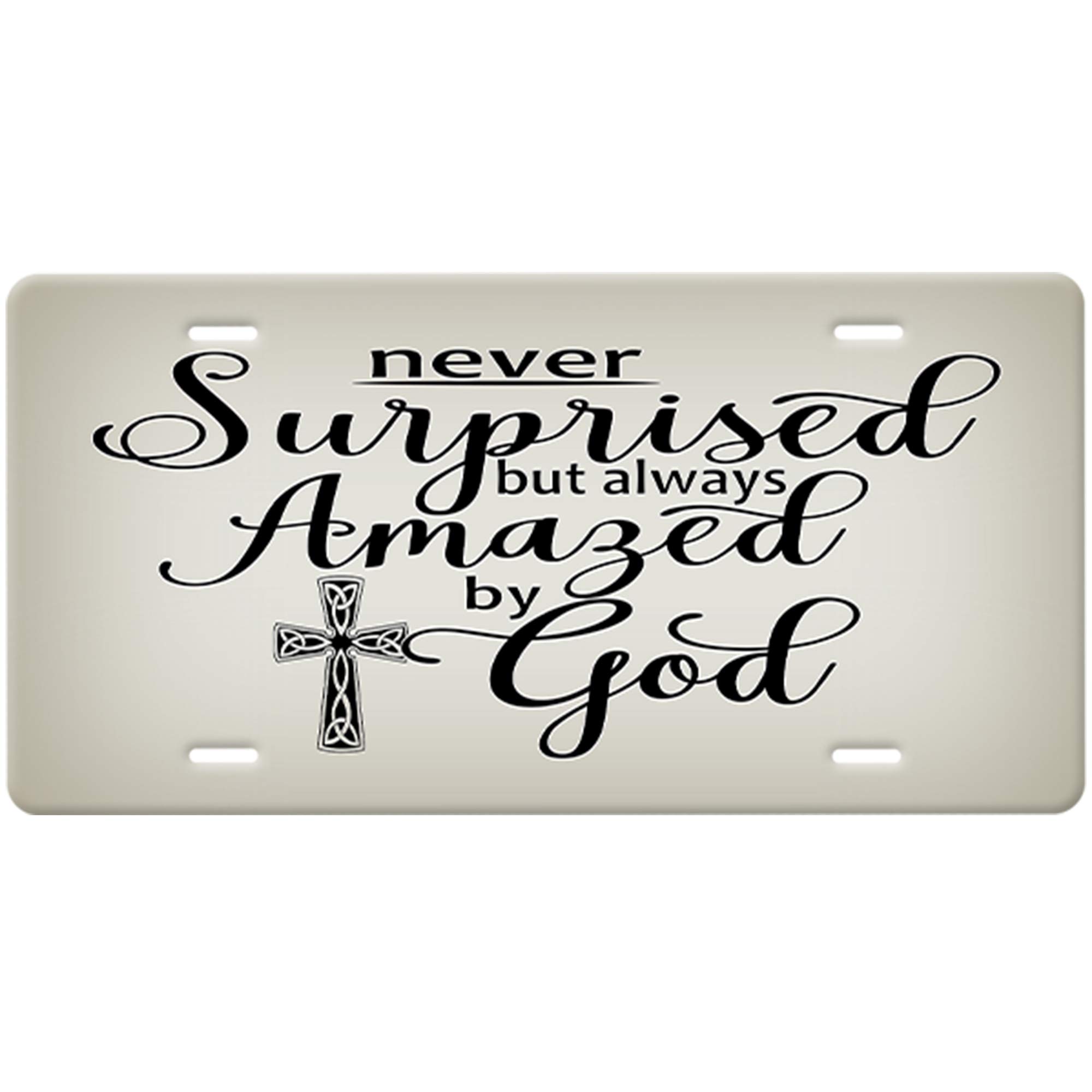 Christian License Plate - Black Cross & Bible Verse Quote on Cream Car Tag - Religious Car Accessory for Faithful Drivers - Perfect for Church, Daily Commute & Christian Outreach