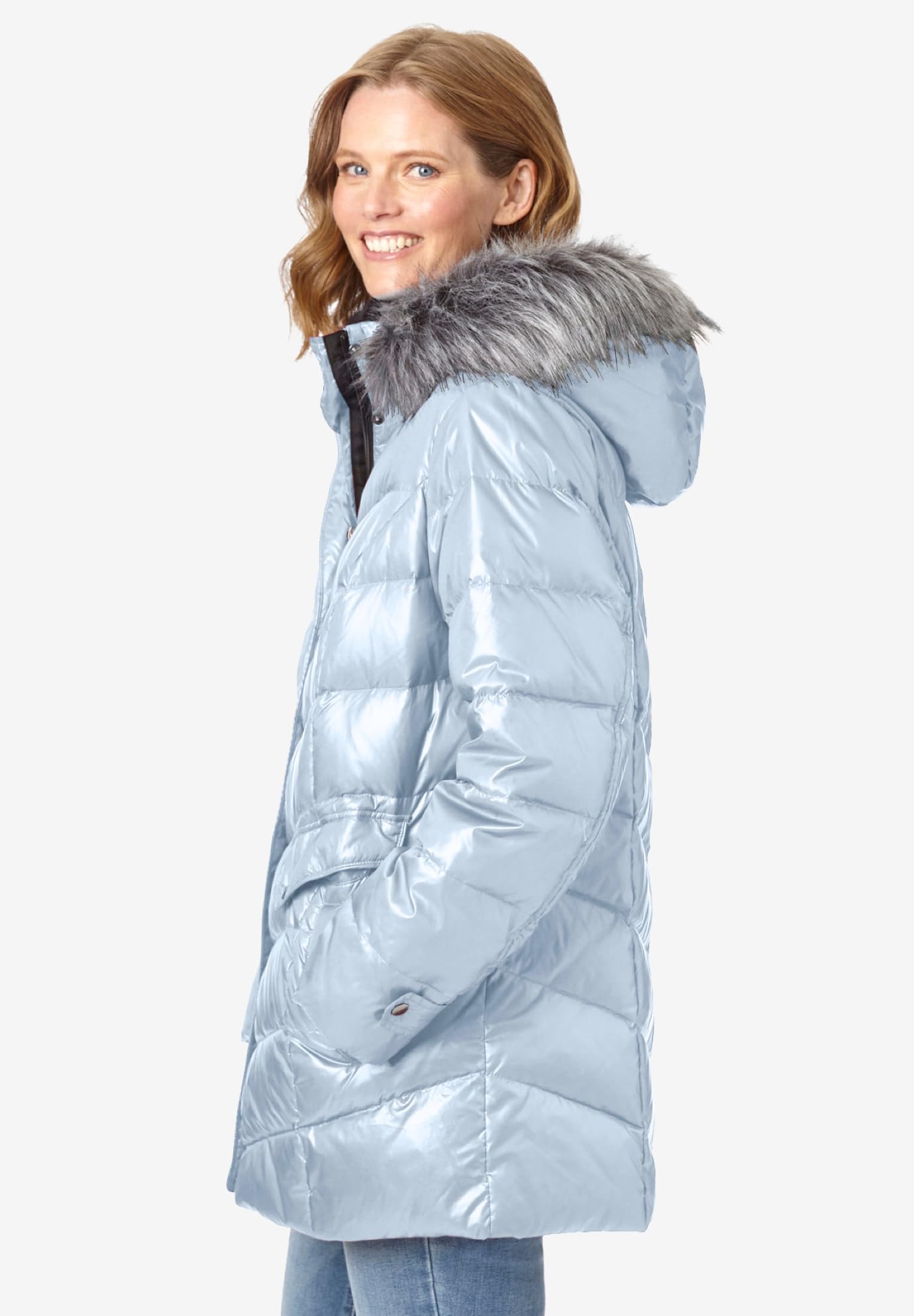 Woman Within Women's Plus Size Midweight Down Puffer Coat - Warm Winter Jacket for Outdoor Activities, Travel & Casual Wear