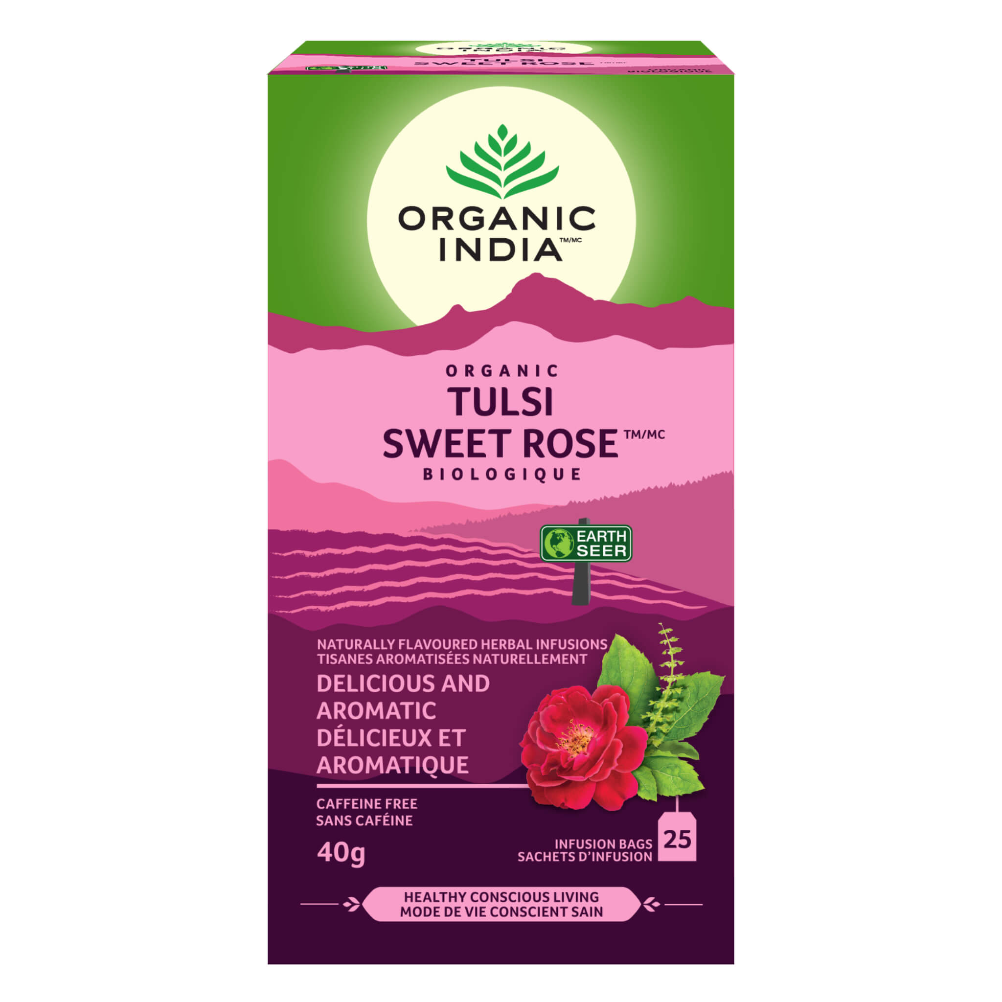 Organic Tulsi Sweet Rose Herbal Tea - Relaxing & Calming Herbal Infusion for Stress Relief & Better Sleep - Perfect for Evening Relaxation & Meditation