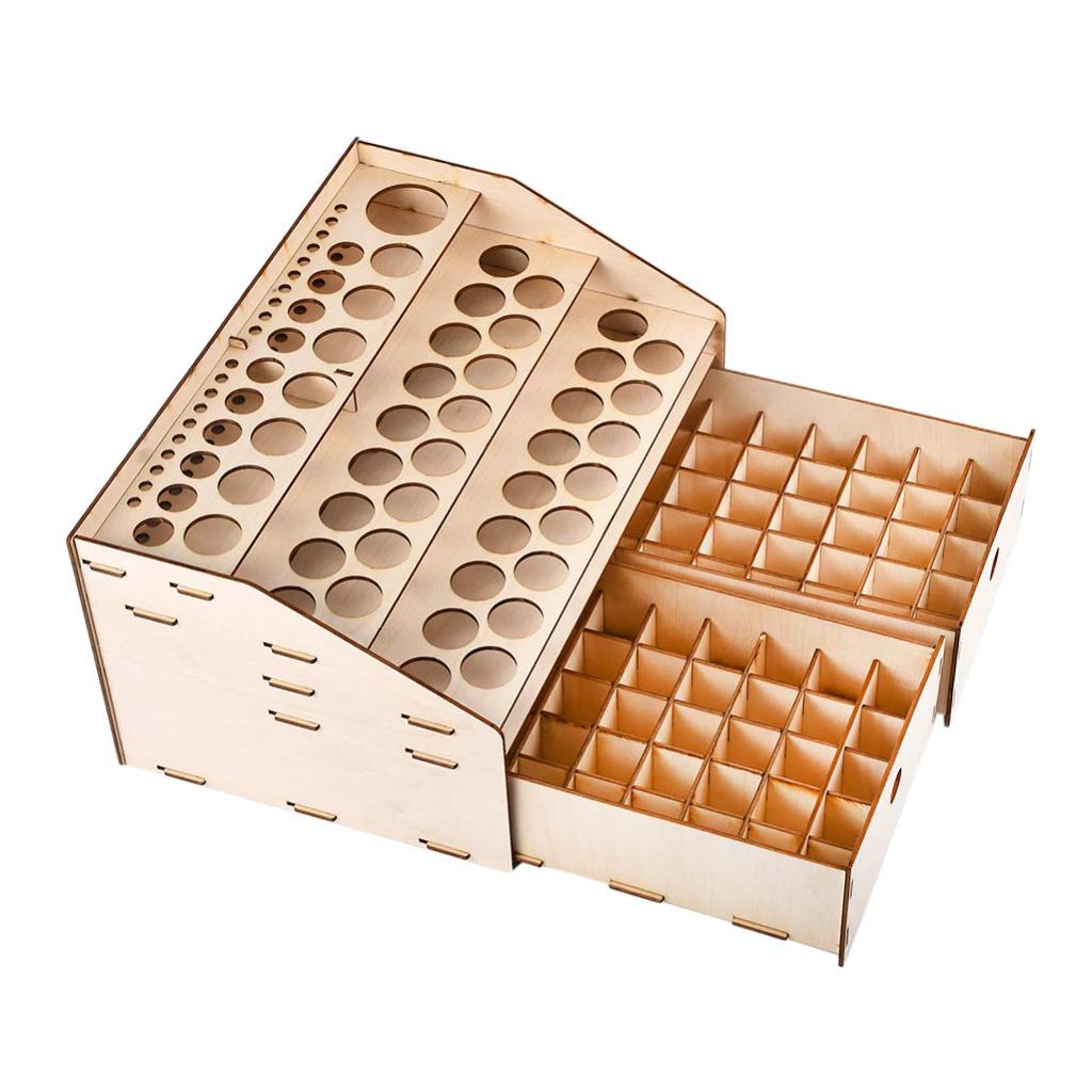 Wooden Paint Holder Organizer - Storage for Pigment & Ink Bottles - Perfect for Artists & Crafters