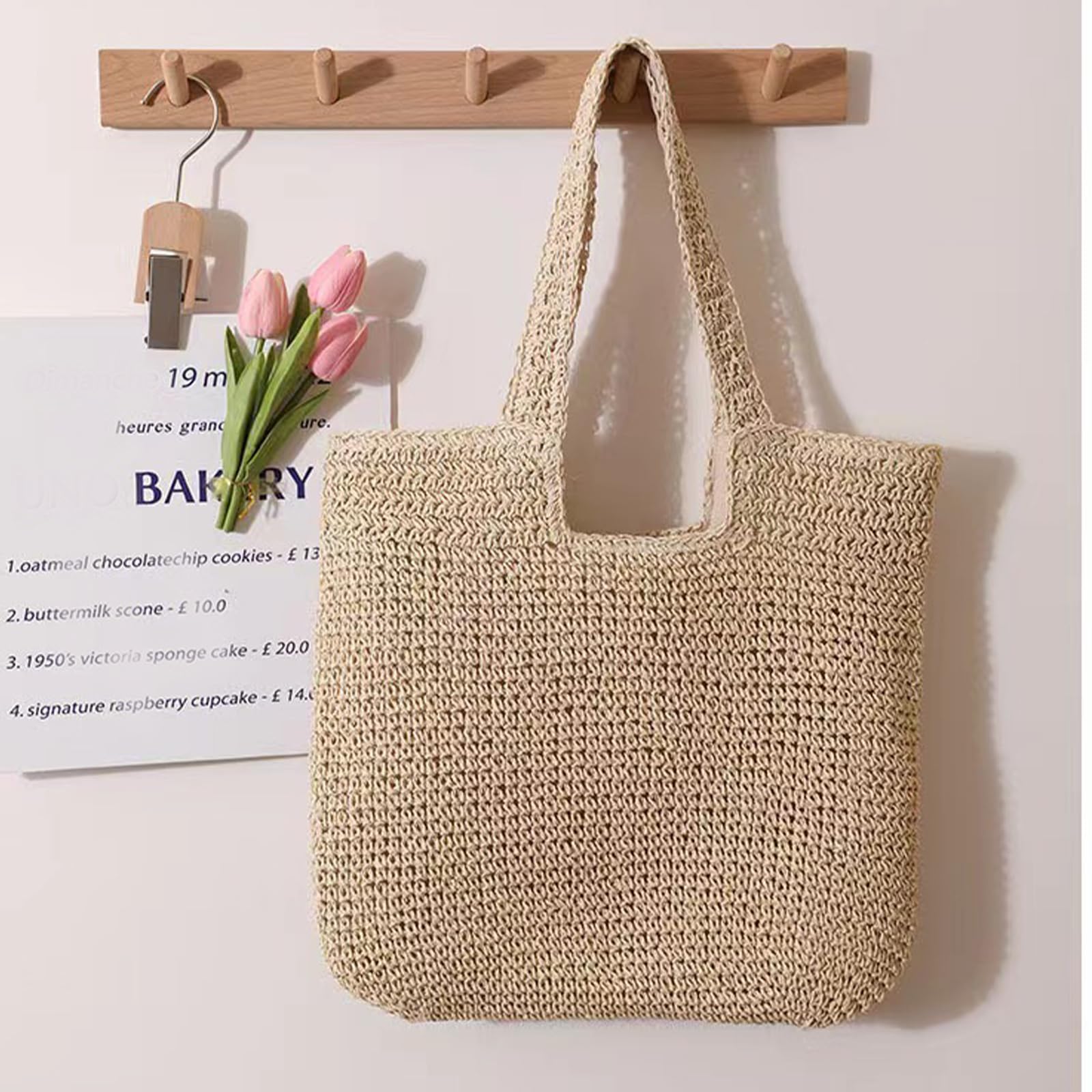 Stylish Straw Beach Tote Bag for Women - Summer Rattan Woven Weekender Bag for Vacation, Travel & Poolside Lounging