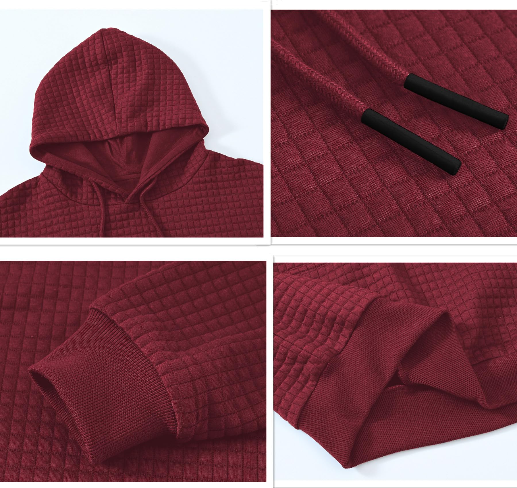 YuKaiChen Men's Plaid Jacquard Hoodie - Casual Pullover Sweatshirt with Kangaroo Pockets & Drawstring Hood | Perfect for Outdoor Activities, Streetwear & Lounge Wear