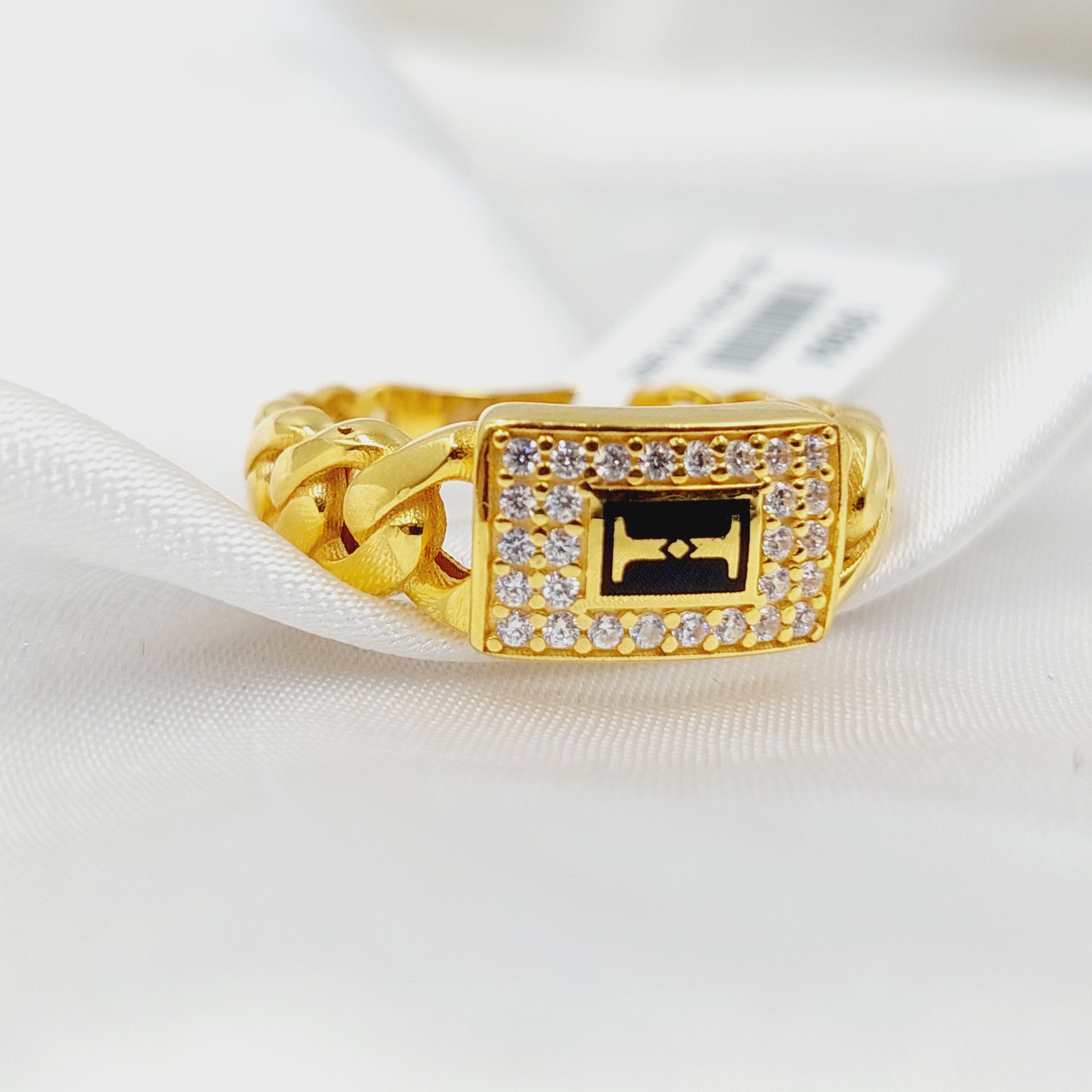 Stylish Enameled & Zircon Studded Cuban Link Ring for Men - Trendy Hip Hop Jewelry Gift for Parties, Weddings & Special Occasions