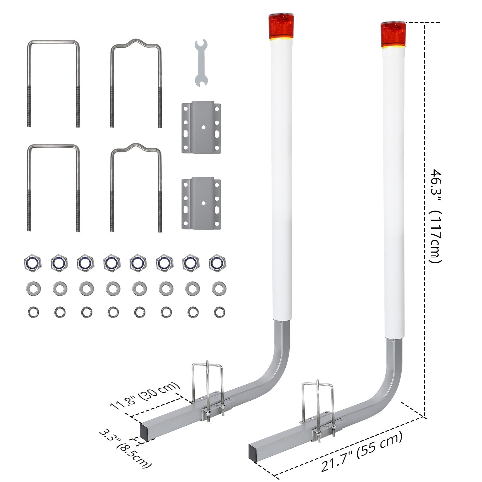 GARVEE 2PCS Rustproof Galvanized Steel Trailer Guide with LED Light - Adjustable 40