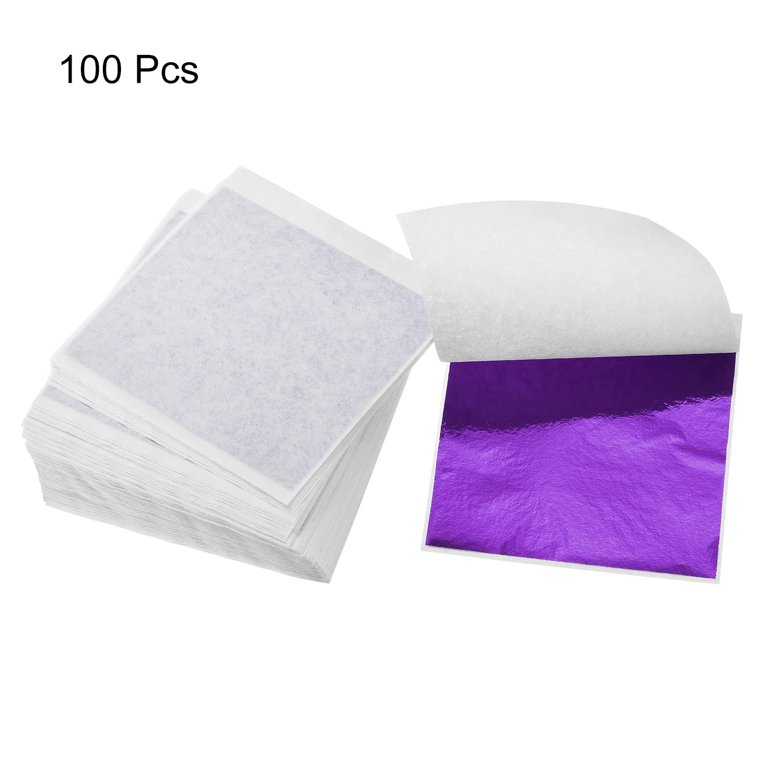 Premium Gold Leaf Foil Sheets - 100 Pack Purple Metallic Leaf Paper 3.3