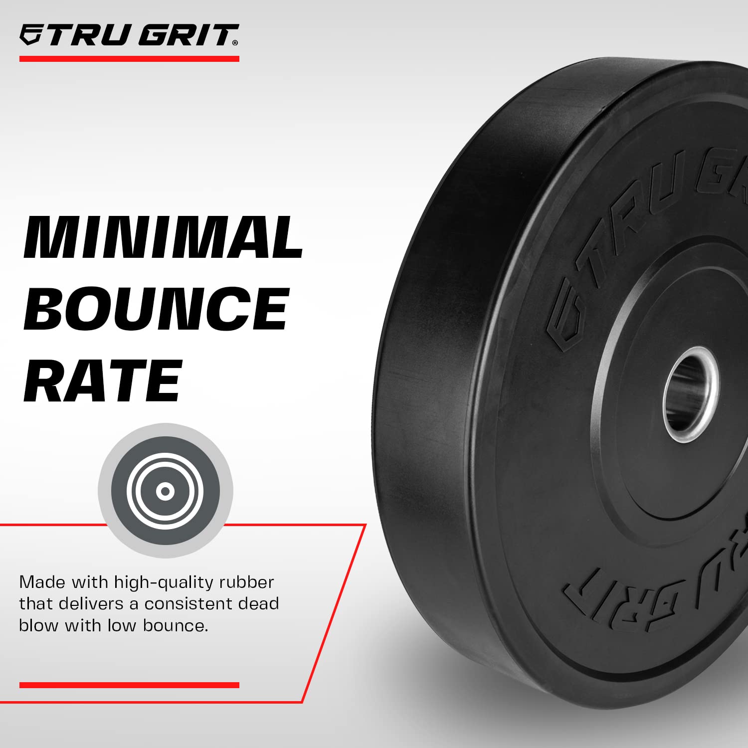 Tru Grit Fitness Elite Bumper Plates - Premium Solid Virgin Rubber Olympic Weight Plates with 2